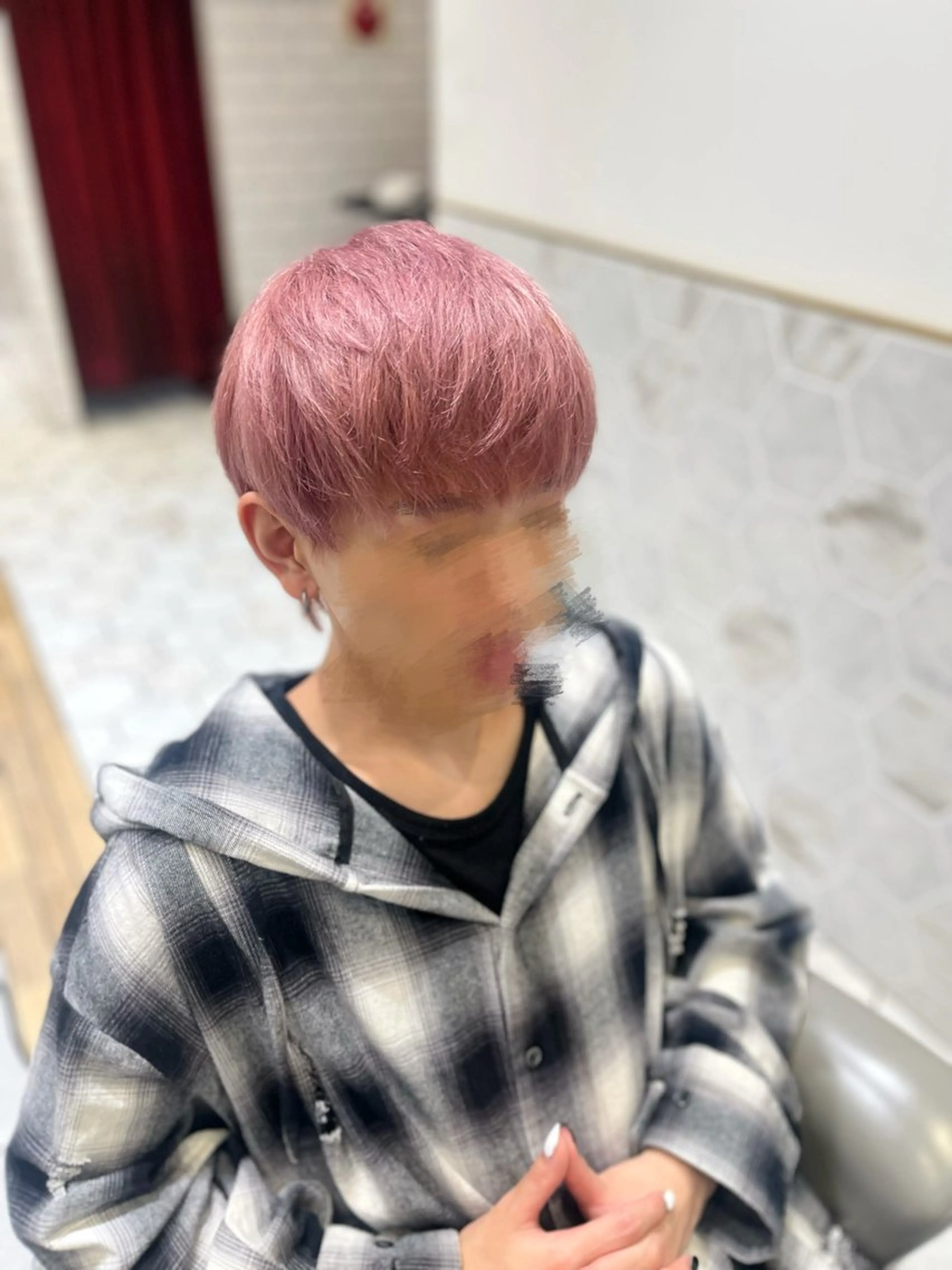 ショート カラー メンズ メンズブリーチ ブリーチ ピンクカラー ヘアカラー 栄/透明感ツヤカラー /Kahoのヘアスタイル