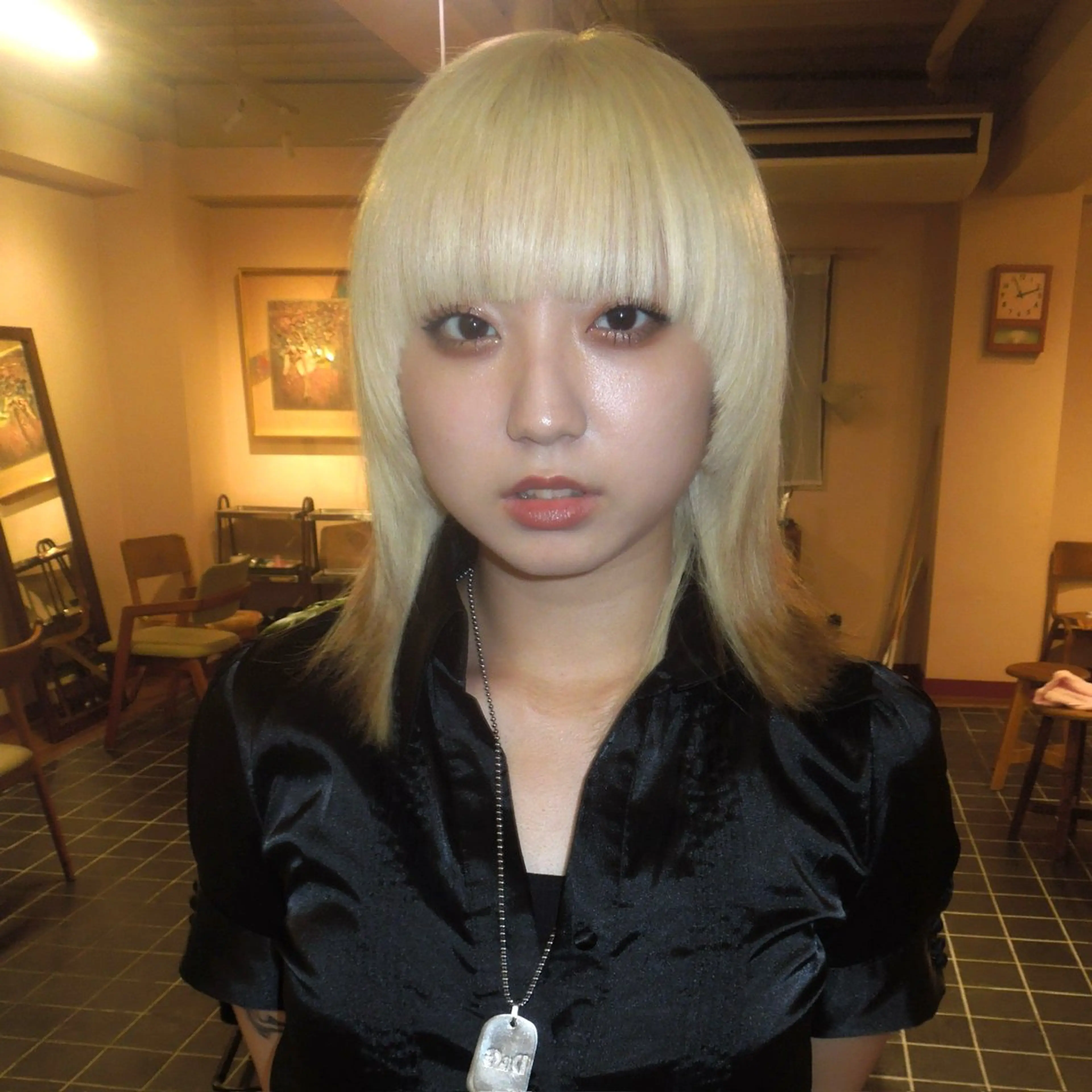 セミロング カラー ブロンド タマキ/似合わせ カット/Wカラーのヘアスタイル