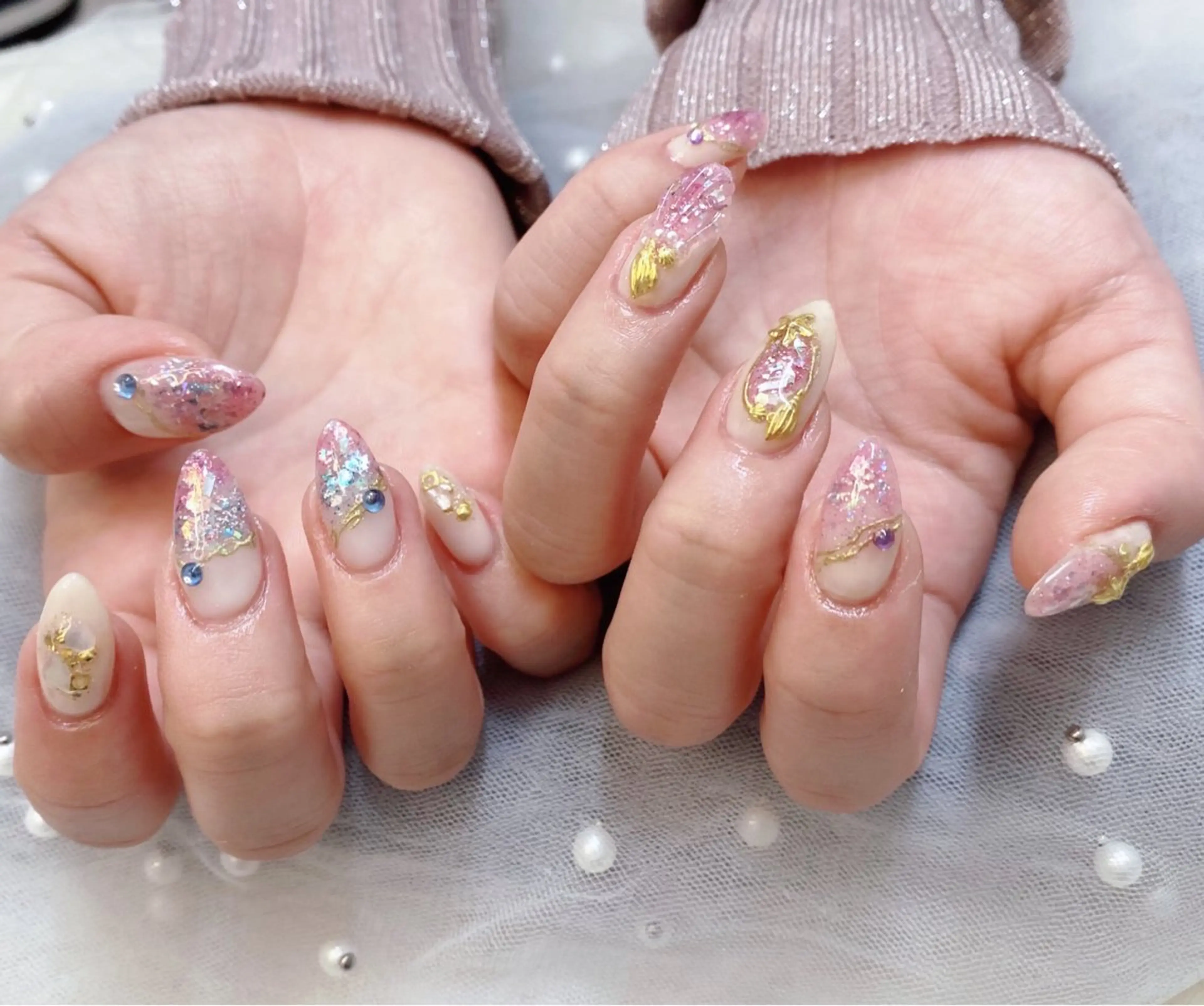 ネイル フレンチネイル ジェルネイル ガラスフレンチ 韓国ネイル マグネットネイル ハンドネイル ハンドケア 大門浜松町 ネイルのネイルデザイン