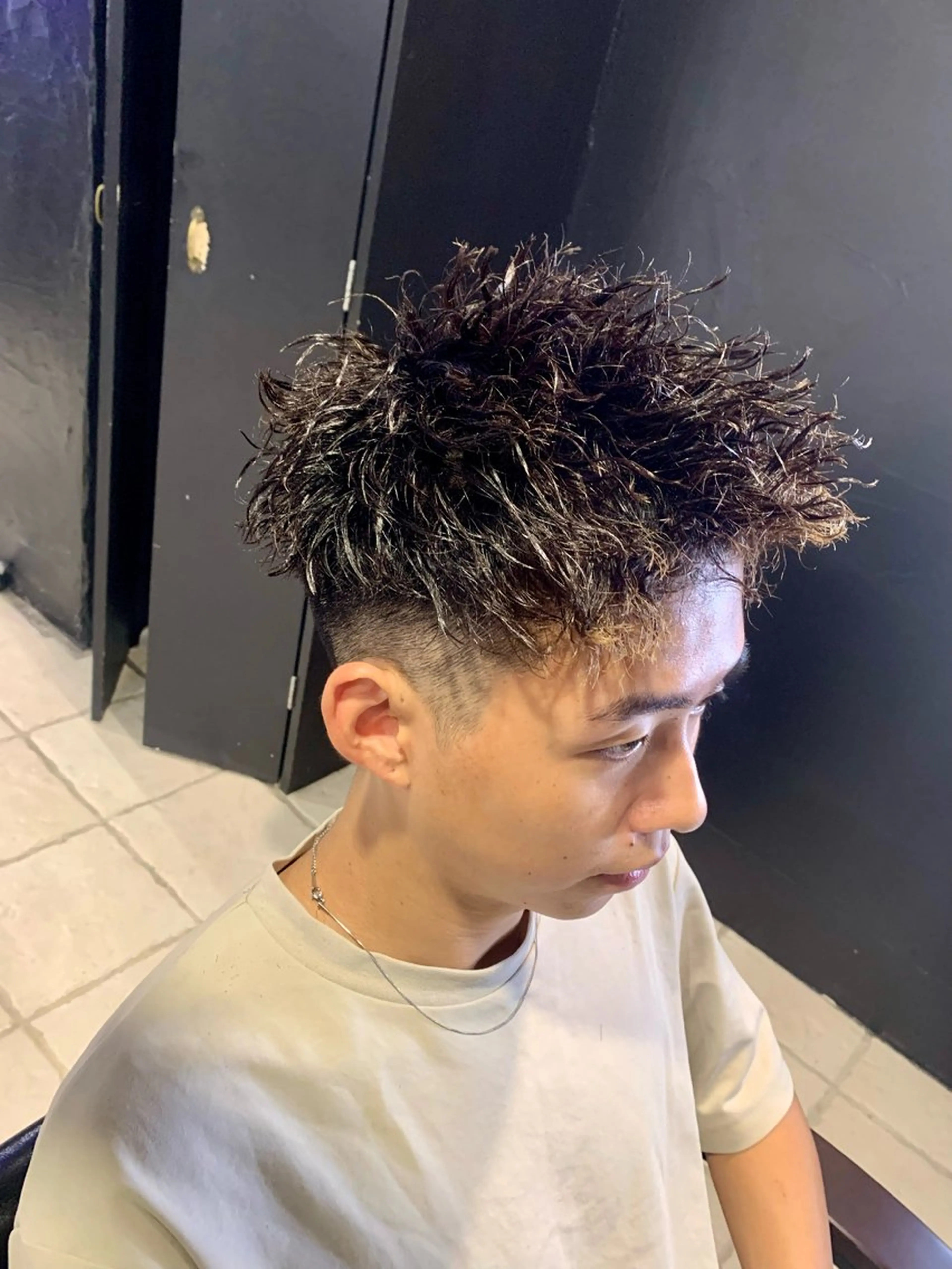 ショート メンズ カット パーマ ヘアセット メンズパーマ/難波/ 心斎橋　室園亮佑のヘアスタイル