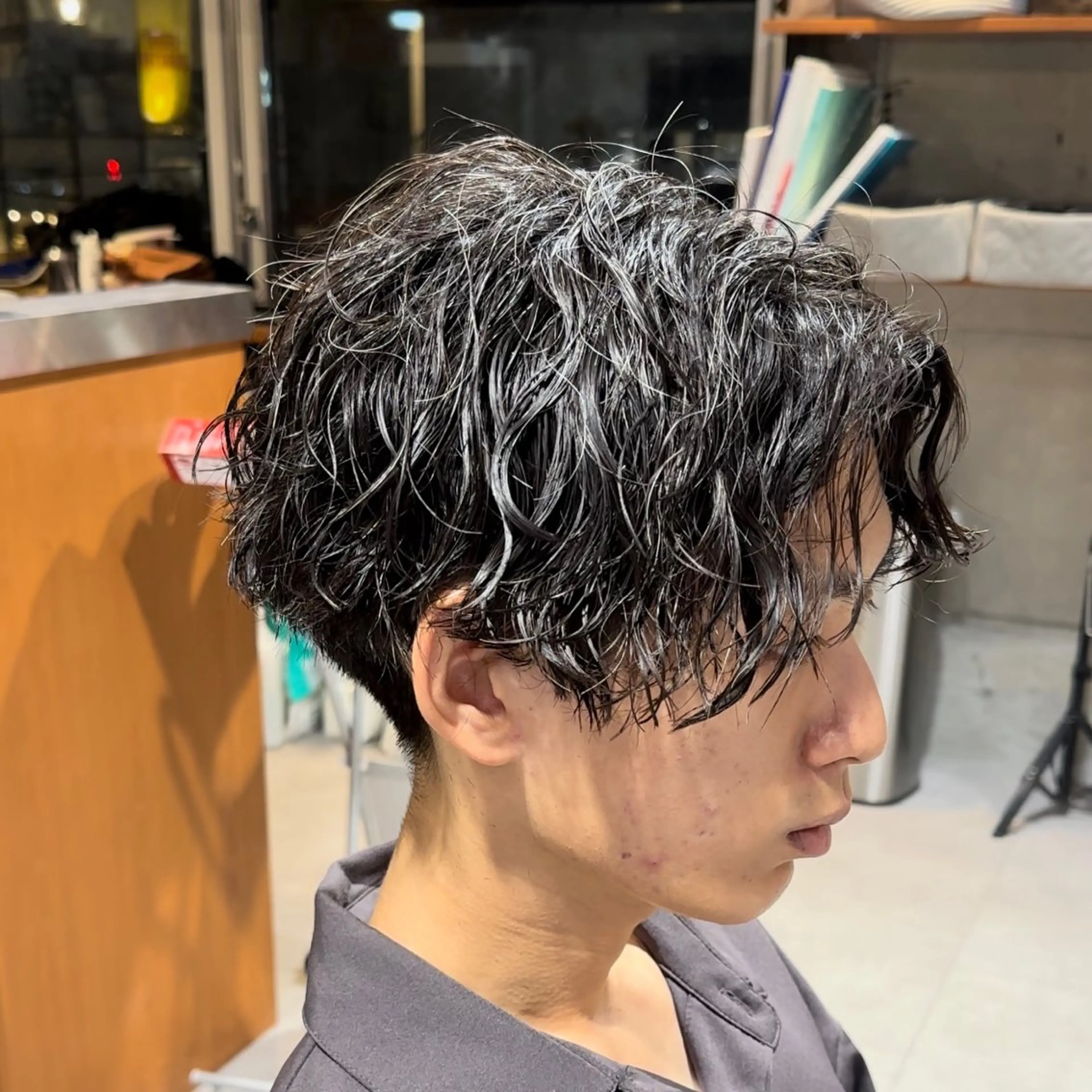 ミディアム ミディアムパーマ 似合わせスタイル 山本風太のヘアスタイル