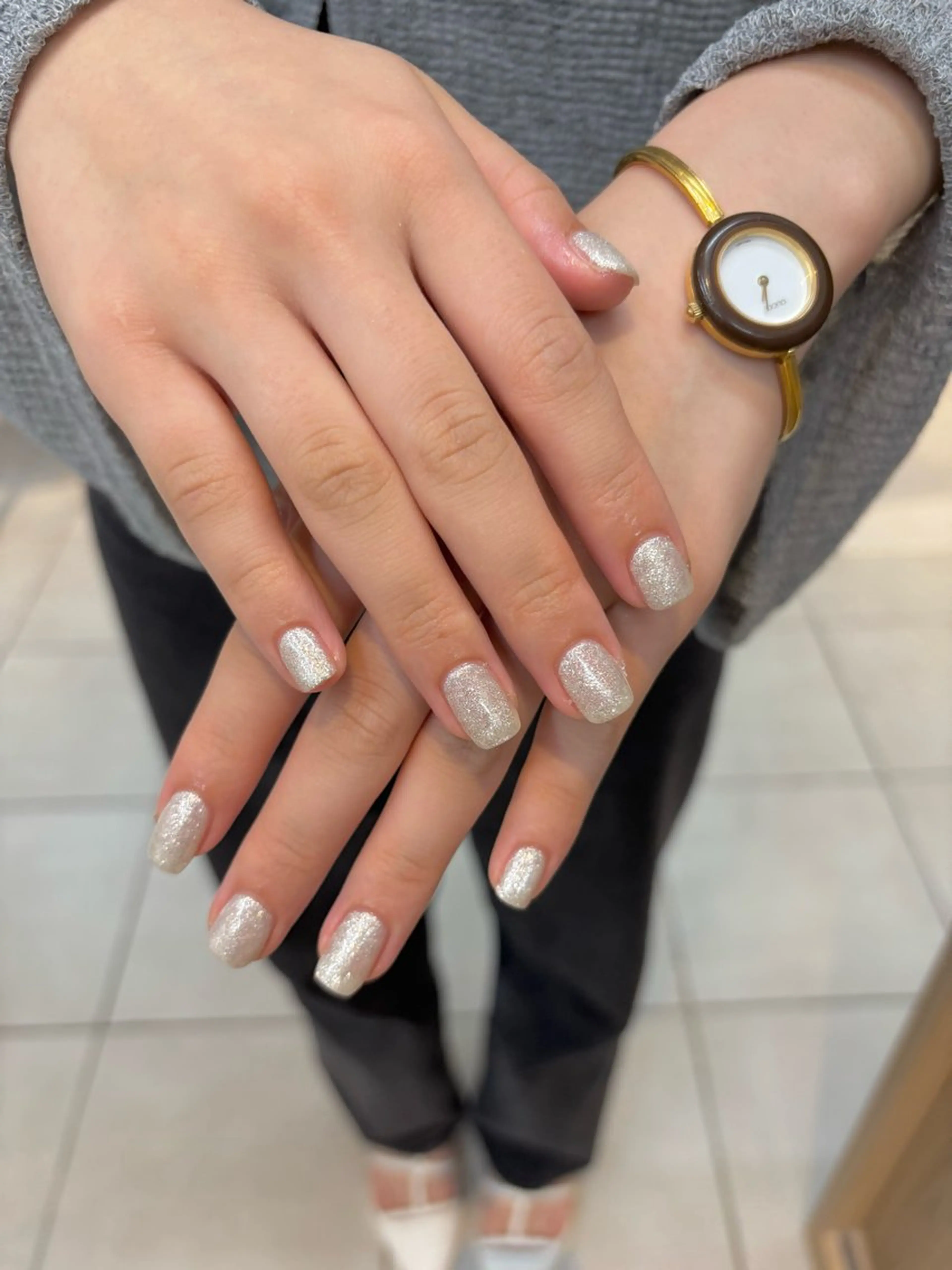 ネイル キラキラネイル ラメ(グリッター) シルバー ayaka nail9のネイルデザイン