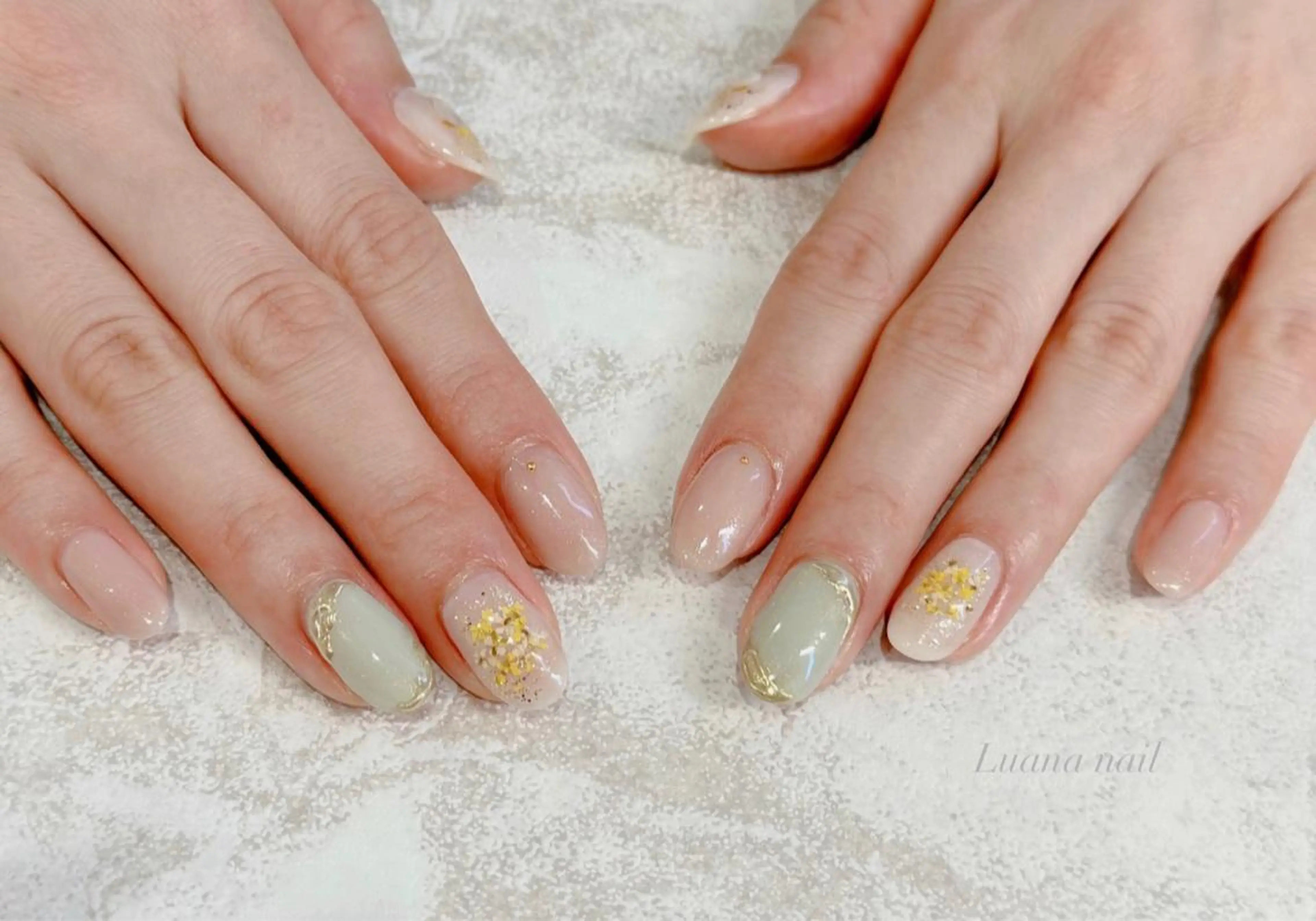 セミロング ネイル 入学式 入学式 フラワーネイル ジェルネイル ミラーネイル Luana nail (ルアナネイル)のネイルデザイン