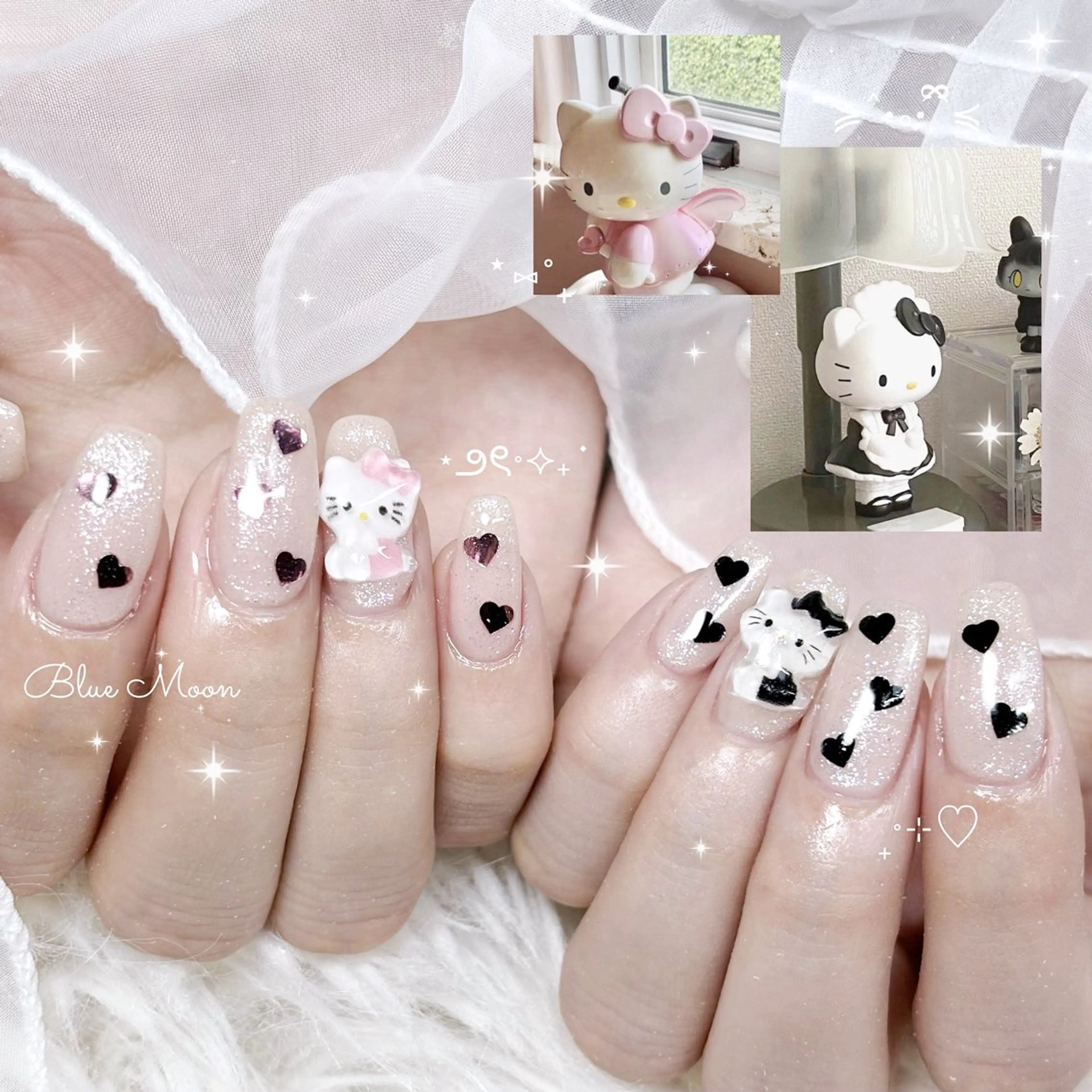 ネイル ハート ホログラムネイル ハンドネイル フットネイル ハンドケア nail salon Blue Moonのネイルデザイン