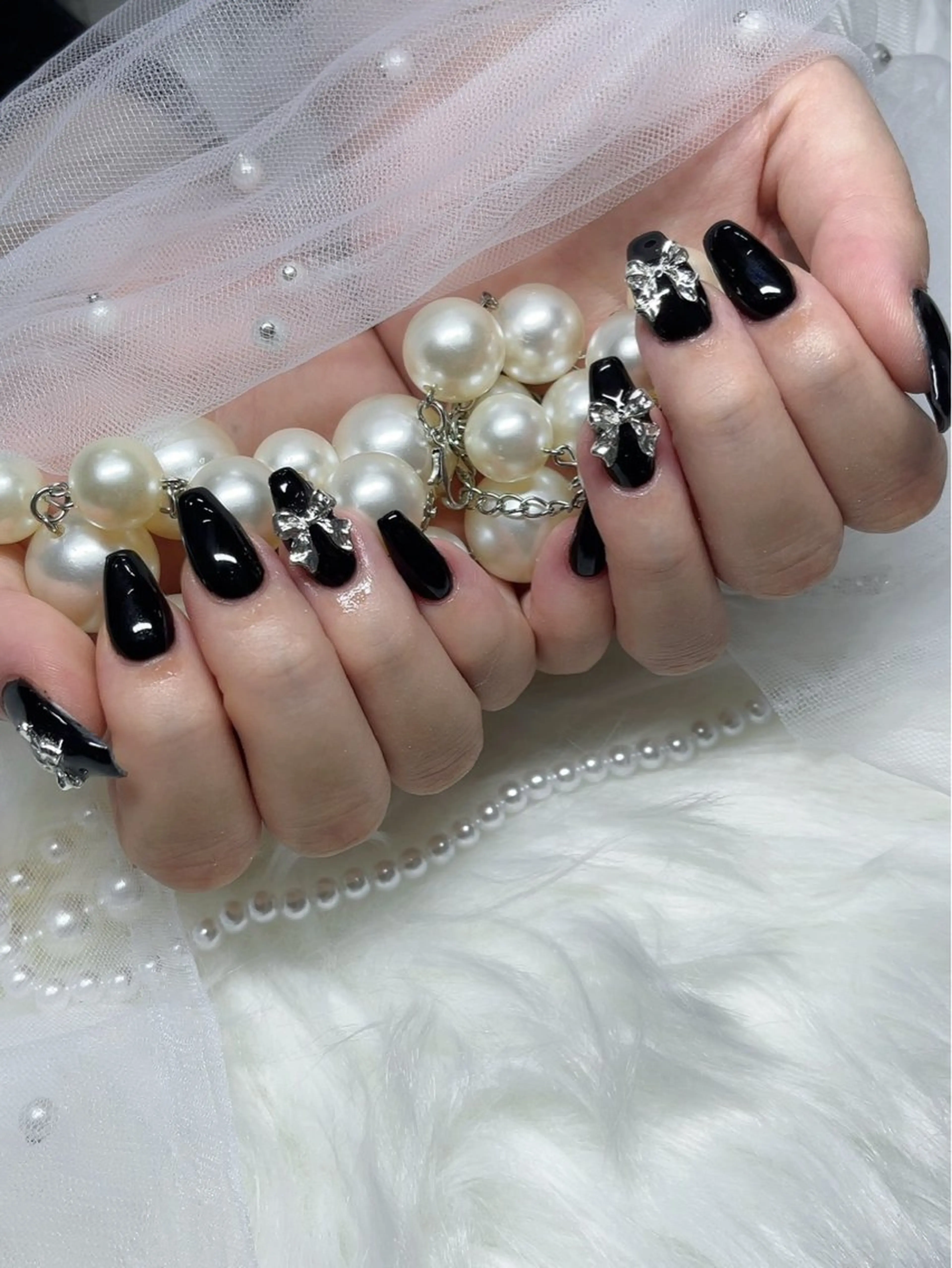 ネイル 長さ出し ワンカラーネイル リボン my nail plus野江内代のネイルデザイン