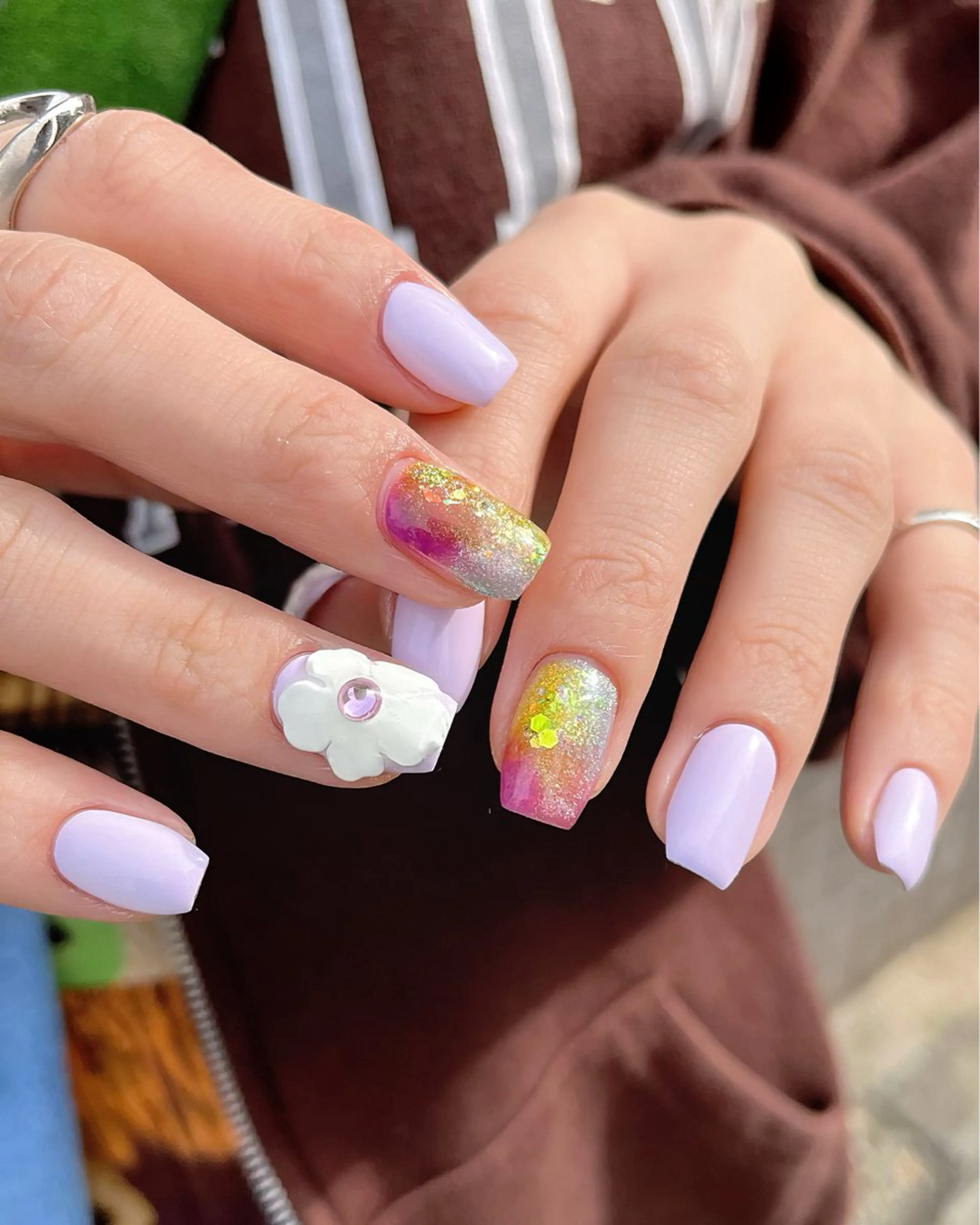 ネイル グラデーション ハート ホログラムネイル ニュアンスネイル 春ネイル ハンドネイル 🫧OPELIA NAIL渋谷🫧のネイルデザイン