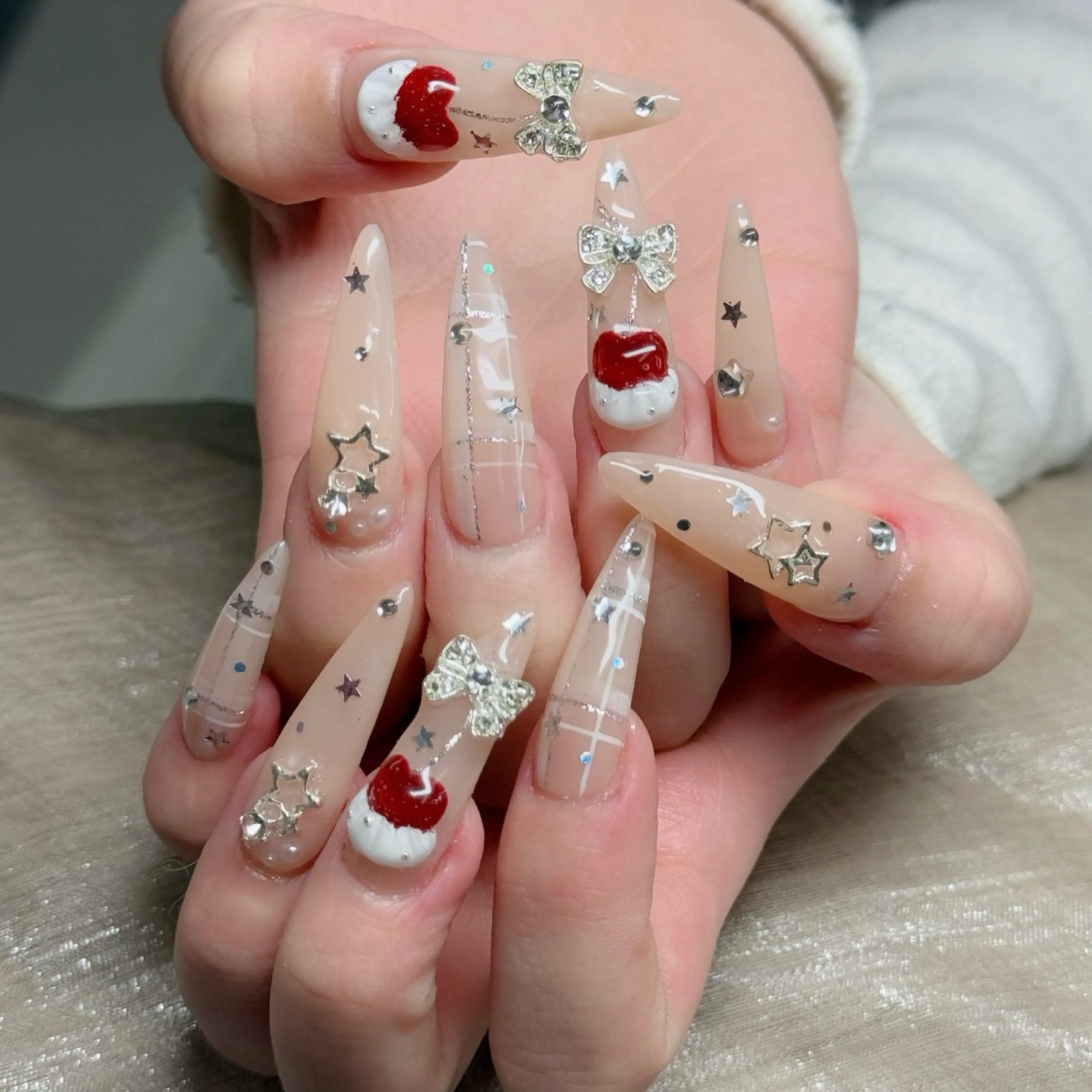 ネイル ロングネイル マグネットネイル リボン 夏ネイル スーパーロングネイル Hani nailsalonのネイルデザイン