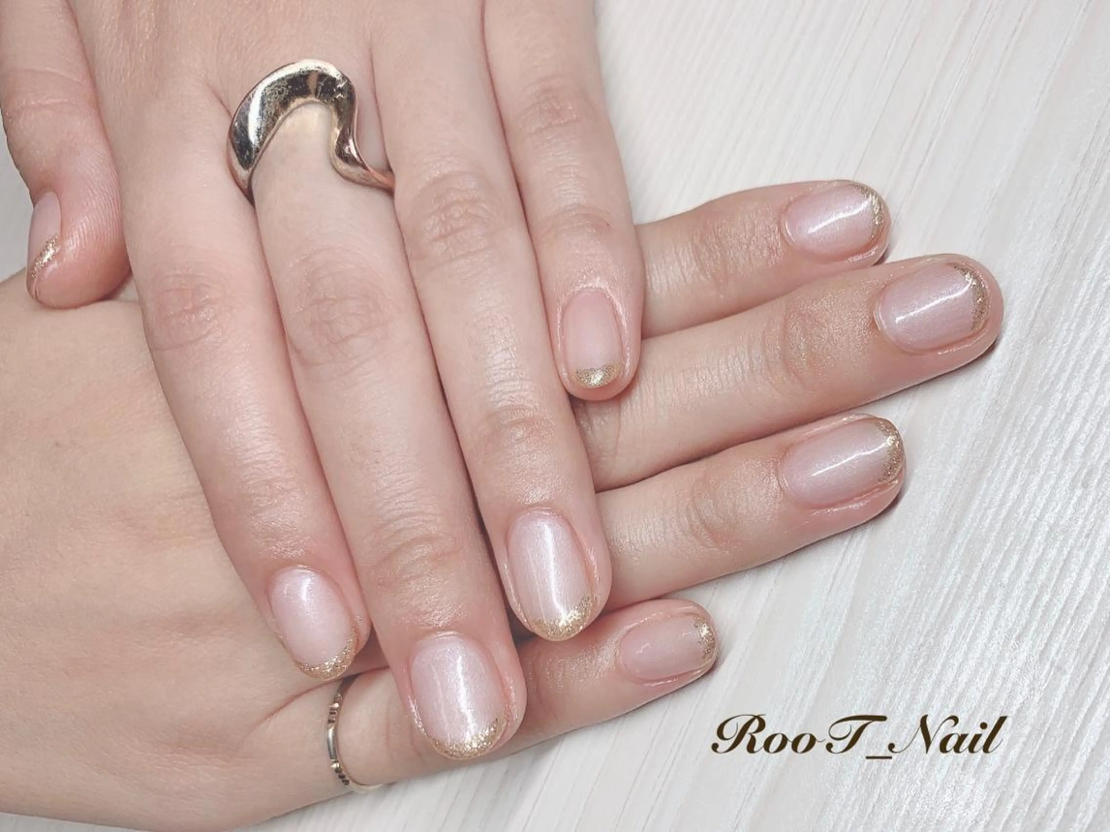 メンズ ネイル フレンチネイル ラメ(グリッター) ハンドネイル RooT Nailのネイルデザイン