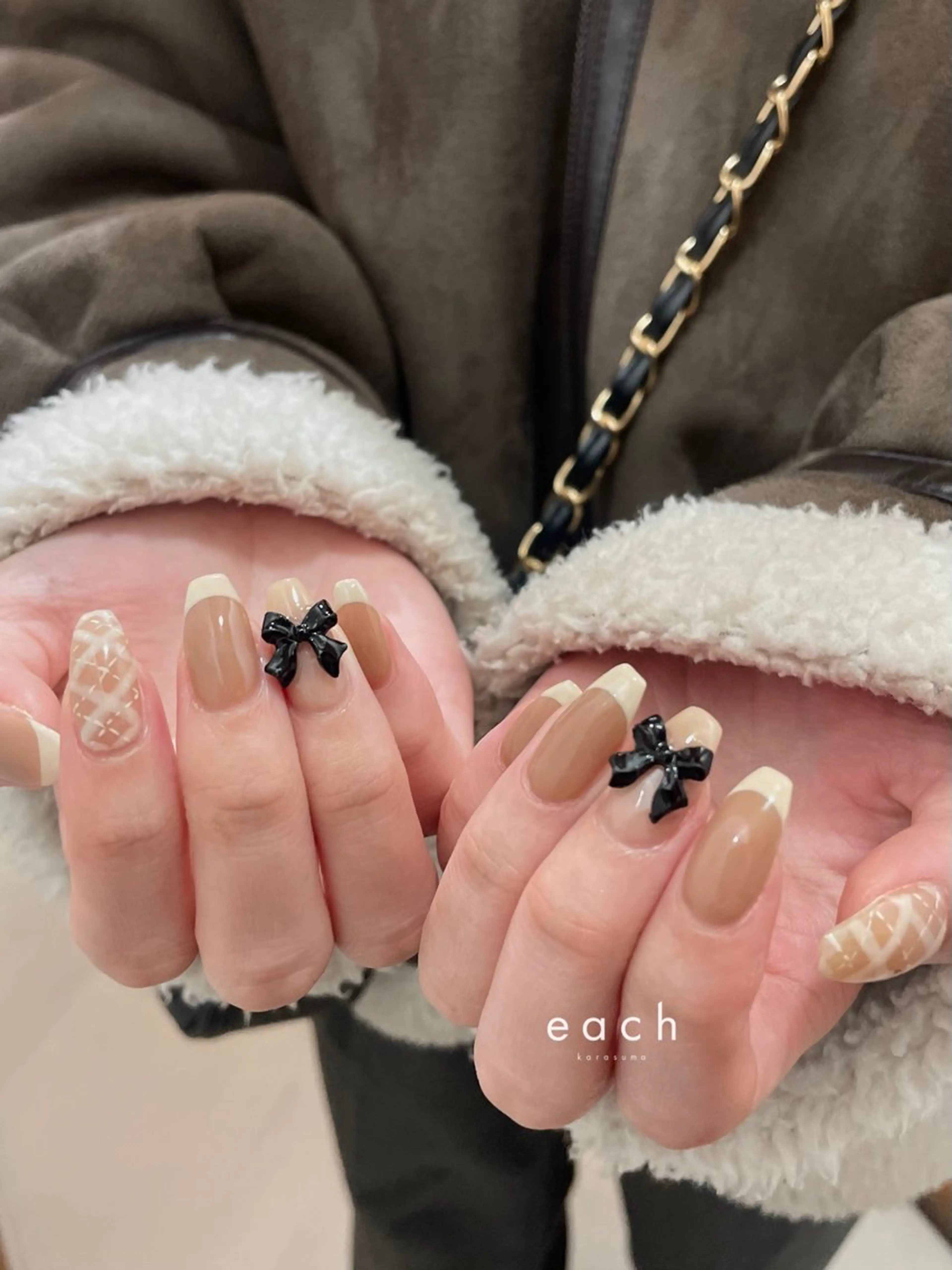 ネイル ブラウン ハンドネイル each lucaのネイルデザイン