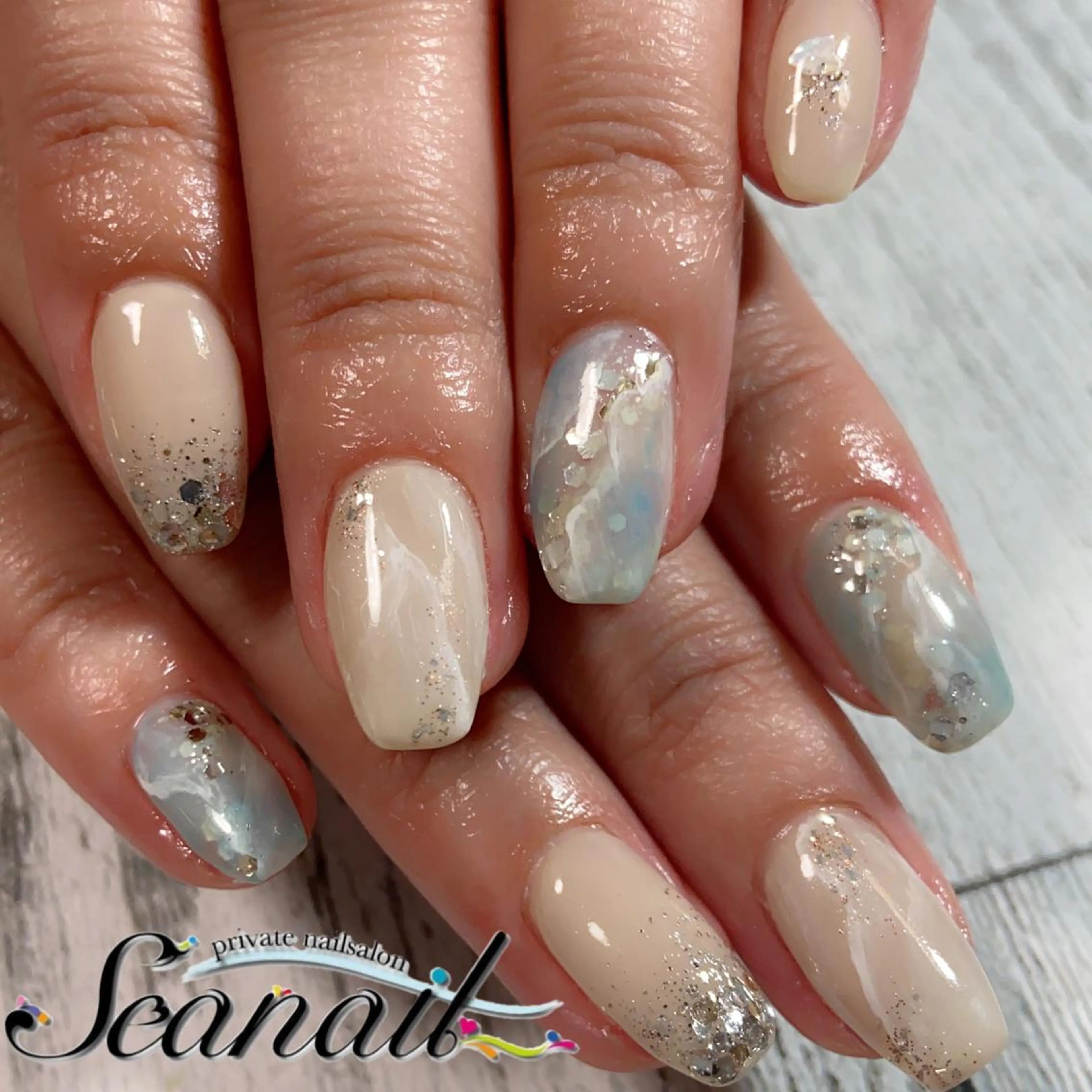 ネイル アートネイル フットネイル ジェルネイル 大理石ネイル(マーブル) 持ち込み 小尾 栞のネイルデザイン