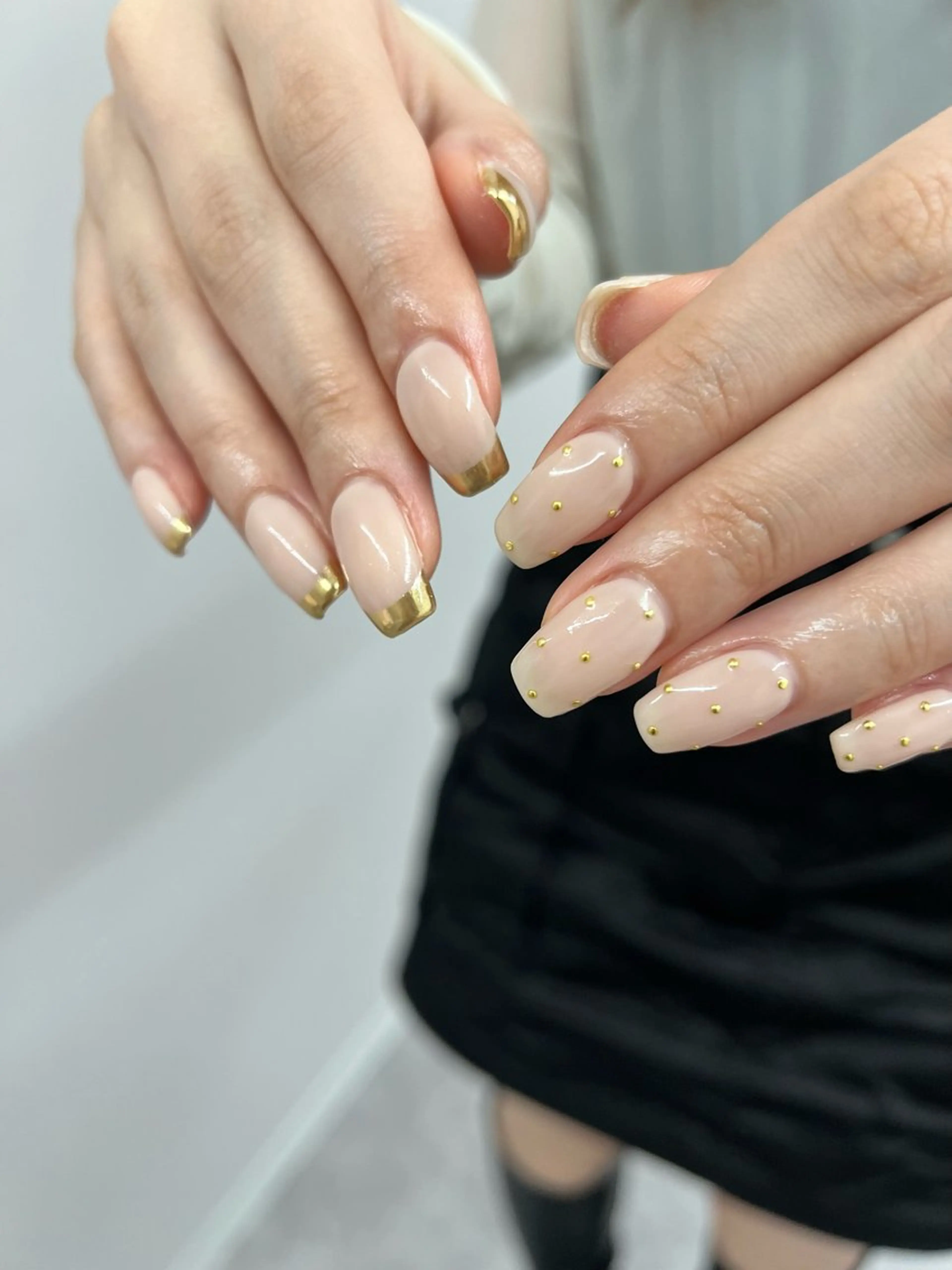 ネイル ドット フレンチネイル ジェルネイル マグネットネイル ニュアンスネイル ハンドネイル ハンドケア Bana_ Nailのネイルデザイン