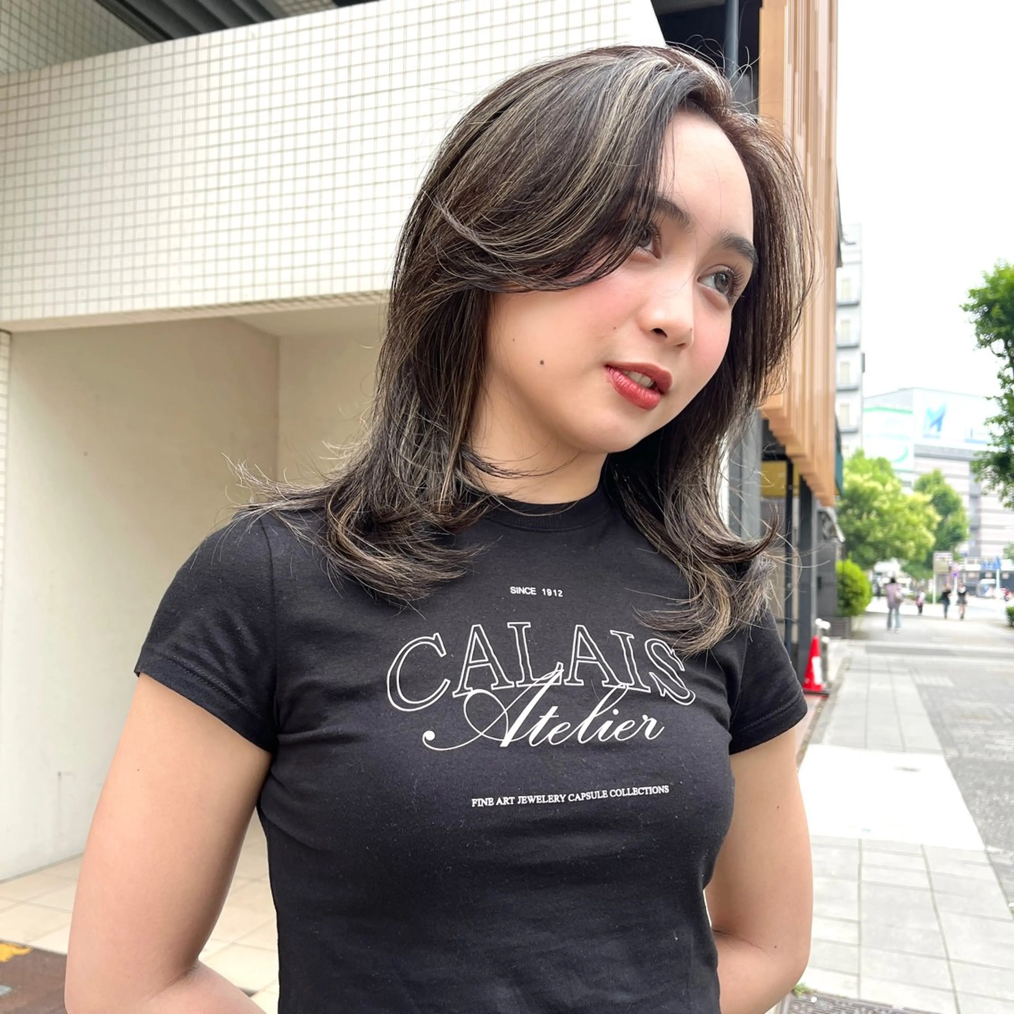 ミディアム カラー ハイライトカラー ハイライト レイヤーカット ヘアカラー DEAN所属・KEIGO/パーマ ハイトーン/DEANのヘアスタイル