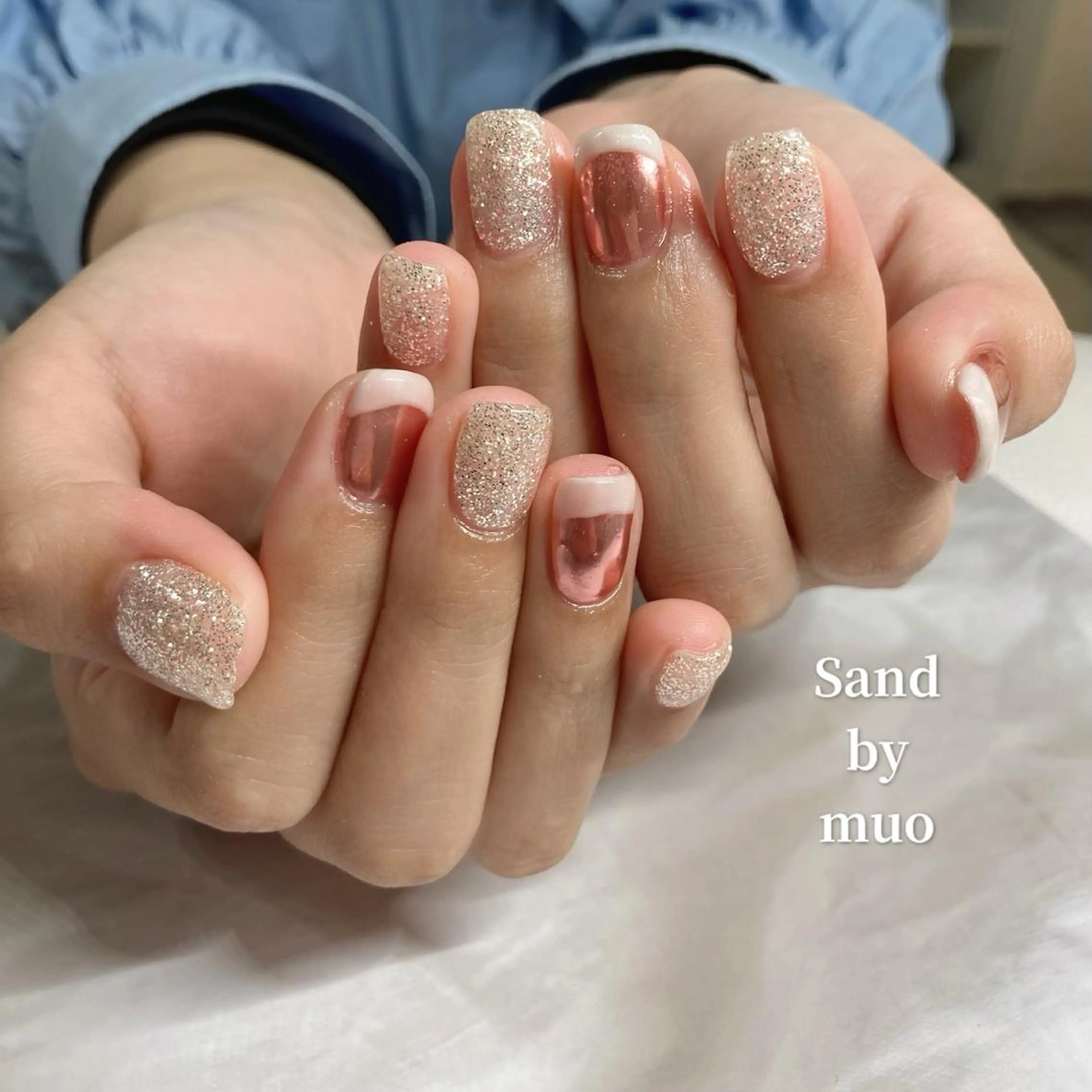 ネイル ラメ(グリッター) ミラーネイル Sand by muoのネイルデザイン