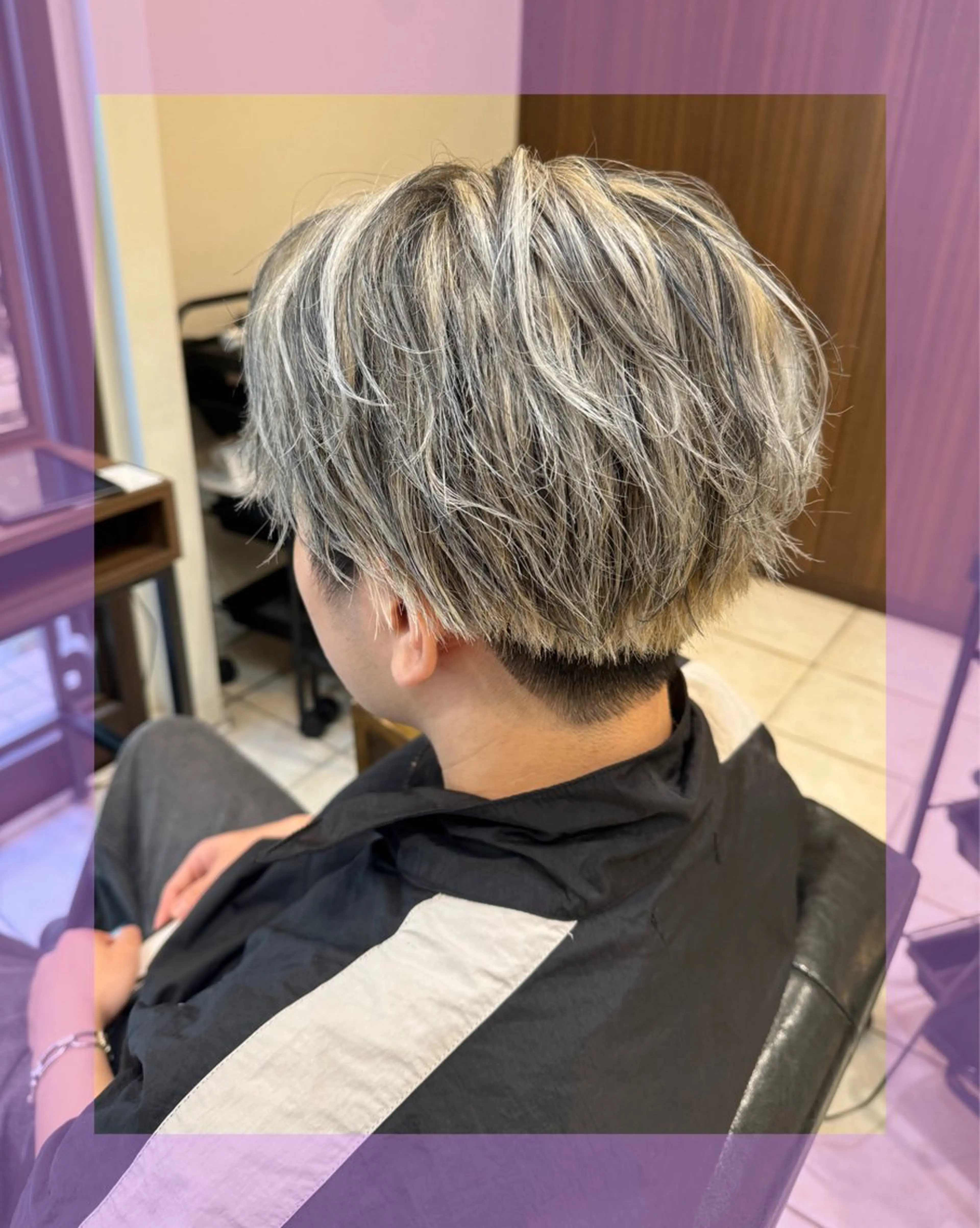 カラー メンズ メンズメッシュ 抜きっぱなしブロンド ブロンド メッシュ カット ヘアカラー 🦄ブリーチ💜エク ステ💜MIU🦄のヘアスタイル