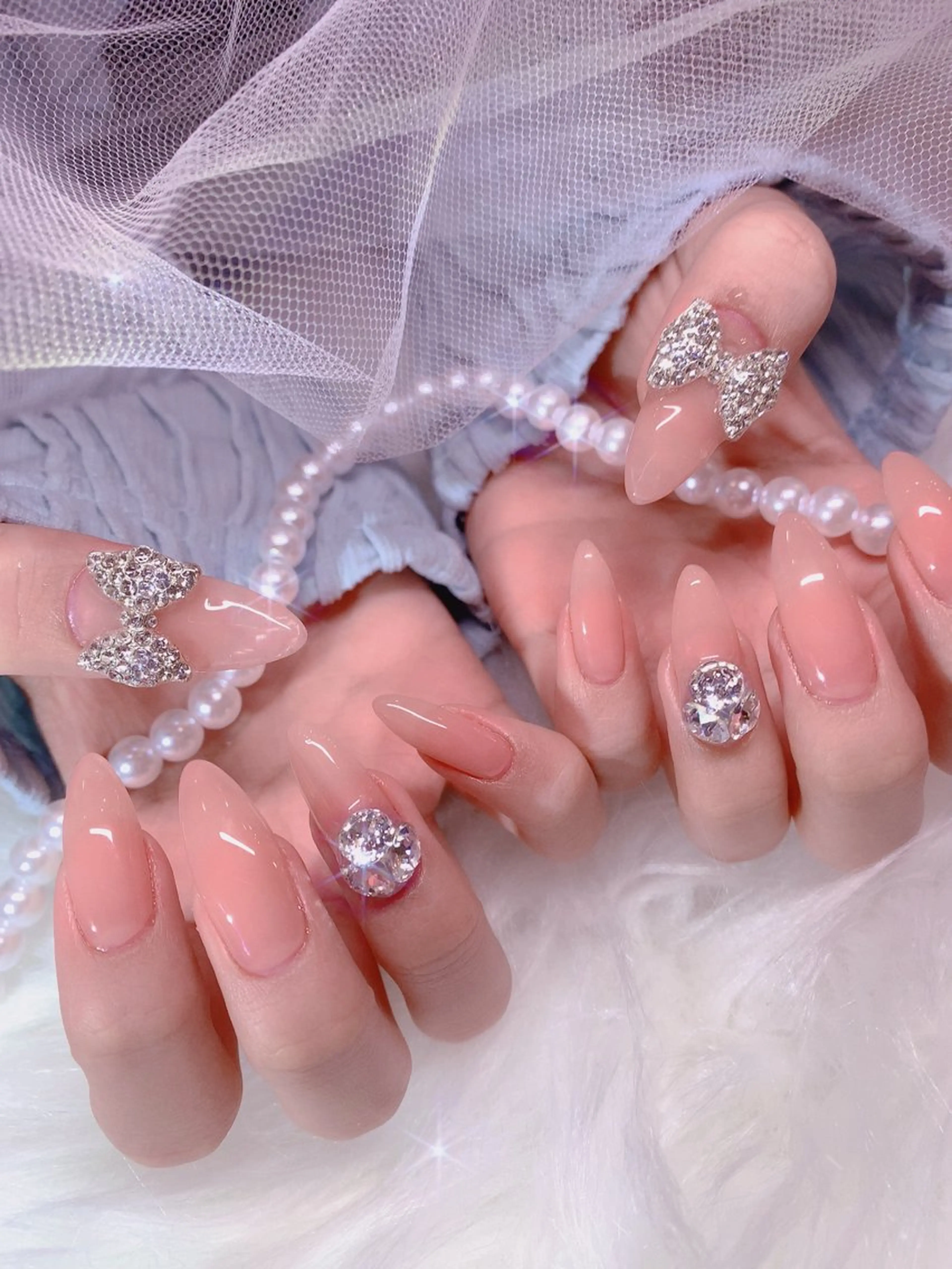 ネイル アートネイル キラキラネイル 韓国ネイル ロングネイル 持ち込み シェアサロンLei.g(レイジー)所属・3Dアートネイル💗 都築レナのネイルデザイン