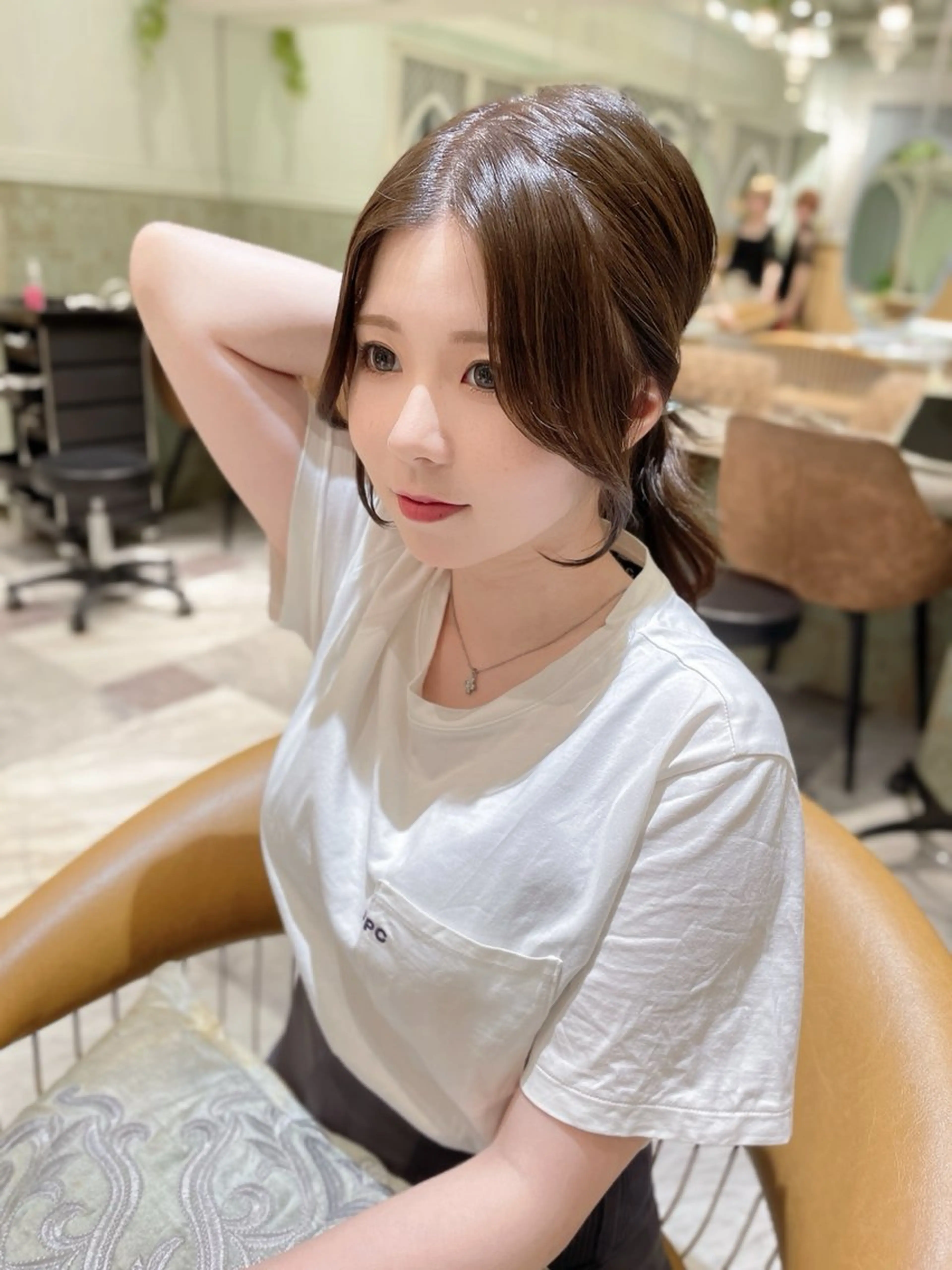ミディアム カラー ベージュカラー 黒髪 ブリーチ ブルーカラー ブルーブラック カット ヘアカラー トリートメント 木屋元一/透明感 /レイヤー/顔まわりのヘアスタイル