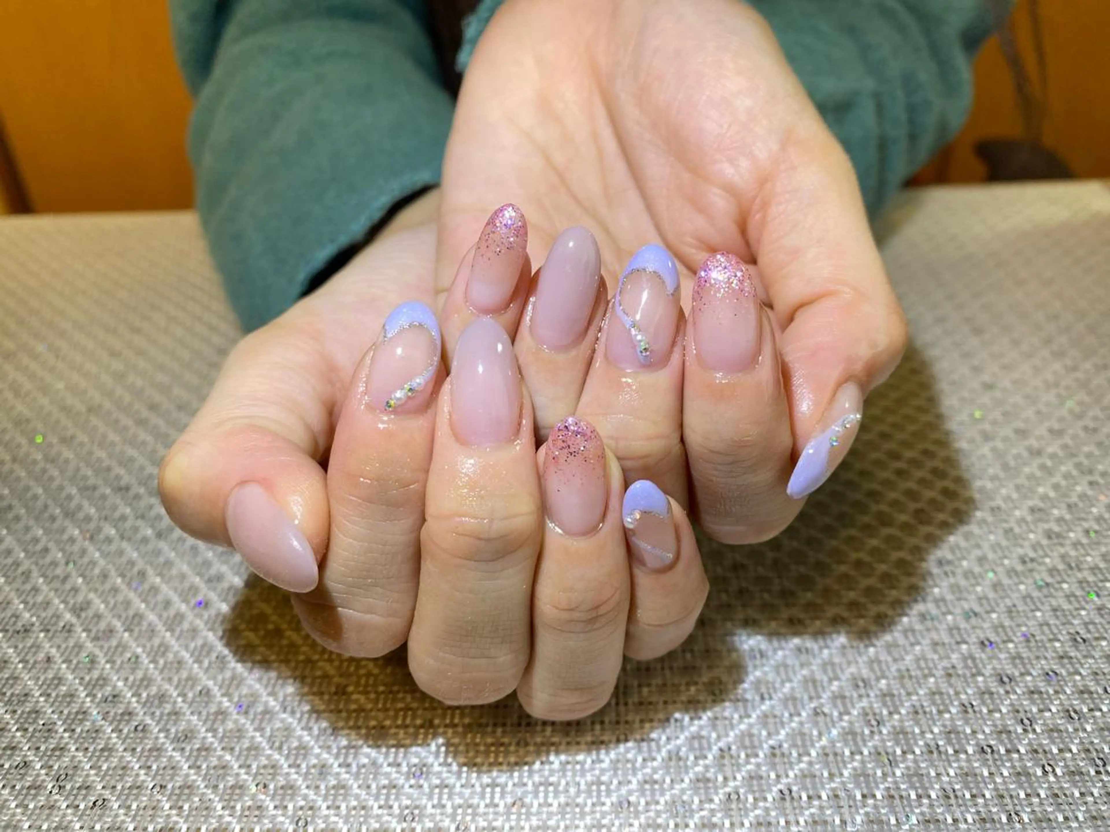 ネイル フレンチネイル ハート パープル Esthetic Will所属・will 有希のネイルデザイン