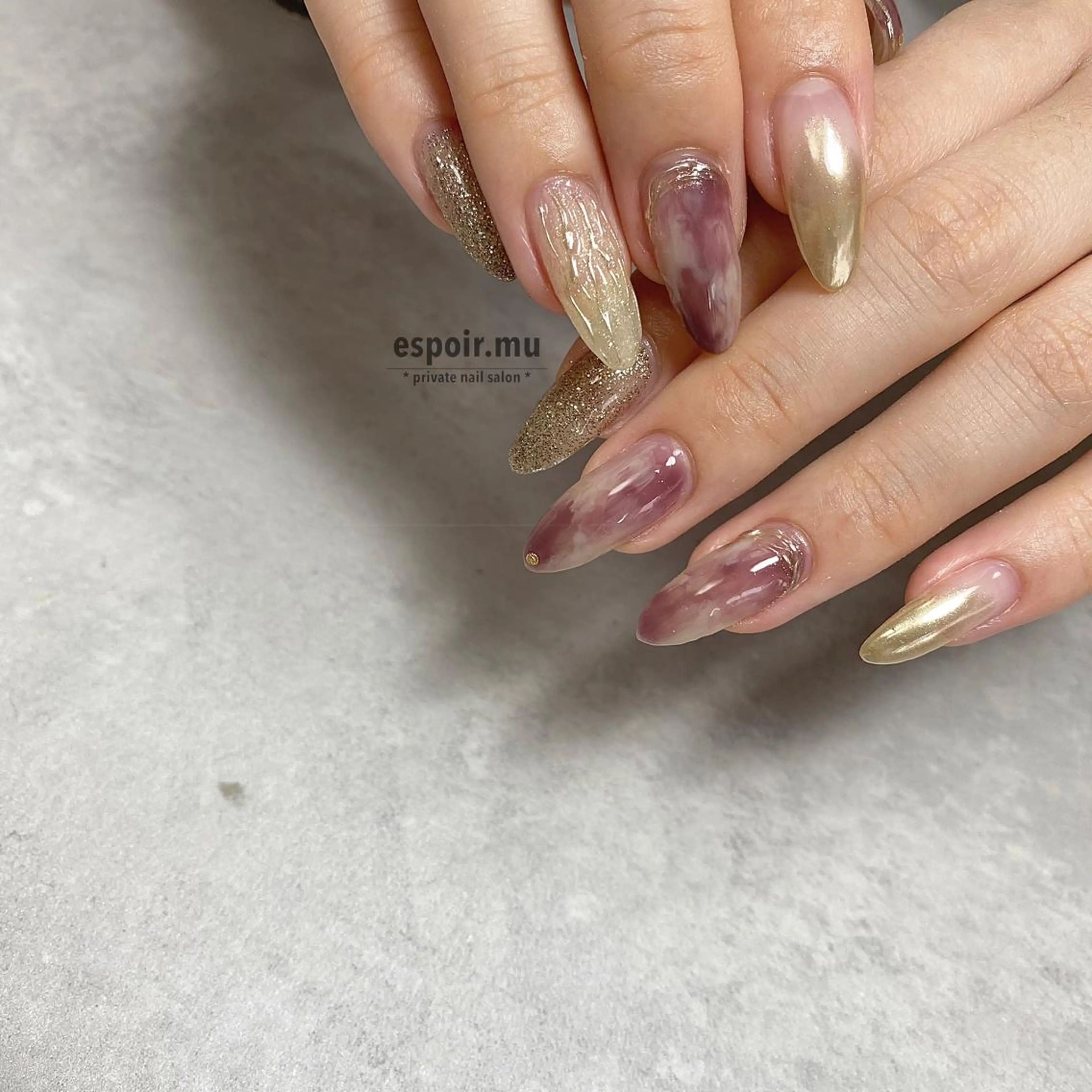 ロング ネイル espoir. muのネイルデザイン