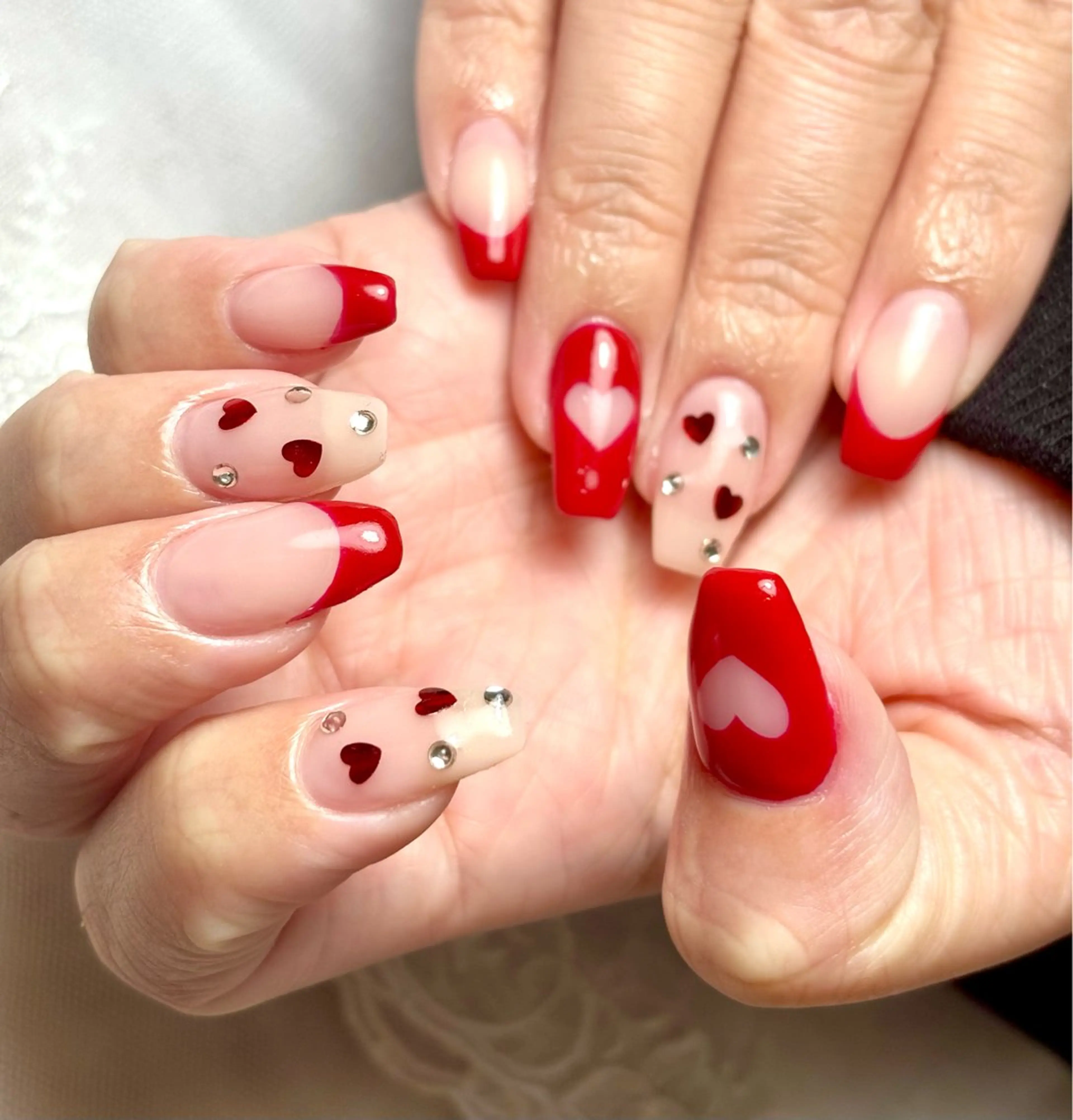ネイル ハート ワンホンネイル 冬ネイル クリスマス Belle　ネイル＆ ホワイトニングサロンのネイルデザイン