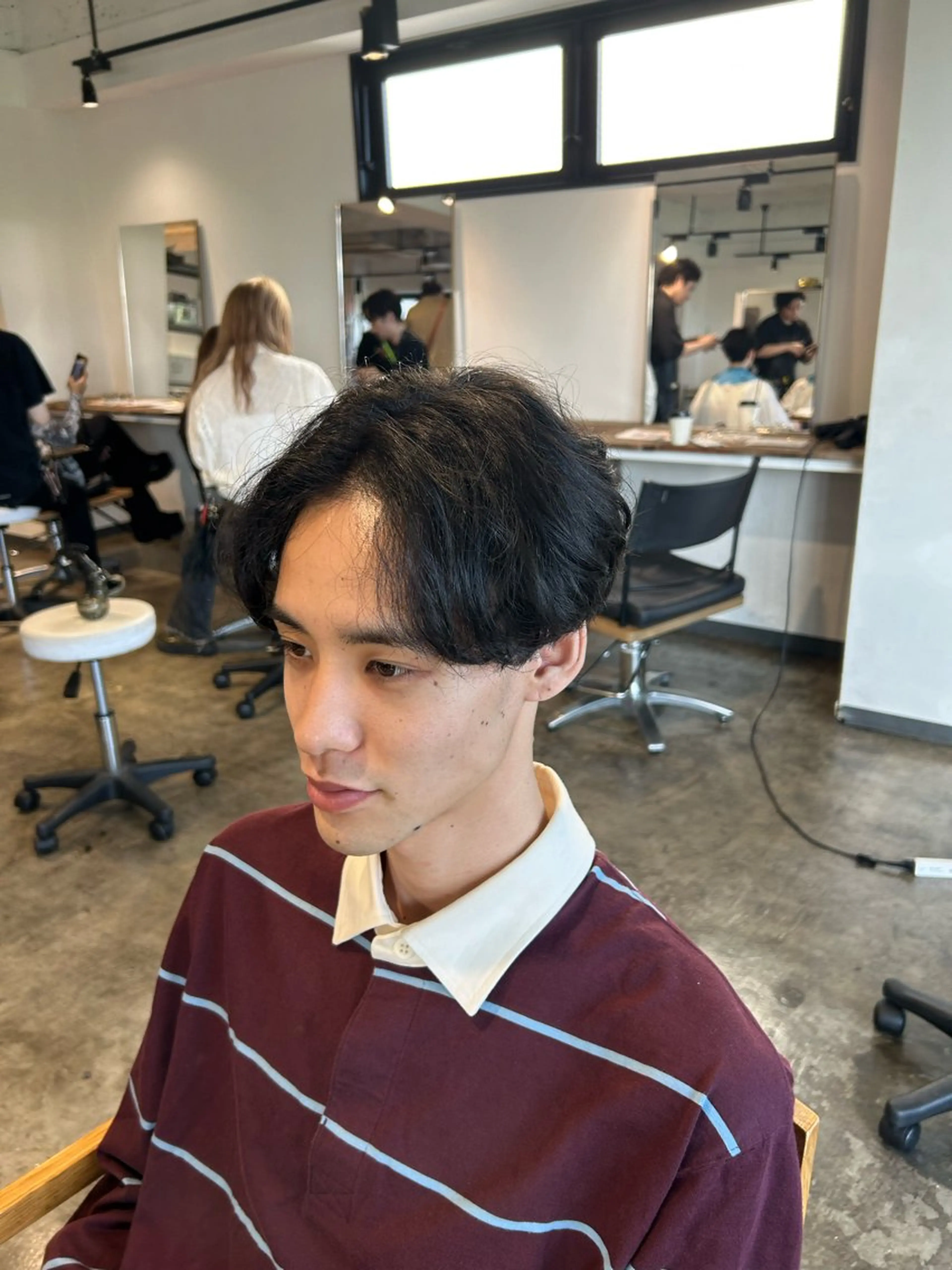 ショート メンズ センターパート ダウンパーマ カルマパーマ メンズ韓国風 マッシュ カット become men's hair 名駅店所属・名駅/フェザーパーマ 韓国ヘア/森岡のヘアスタイル