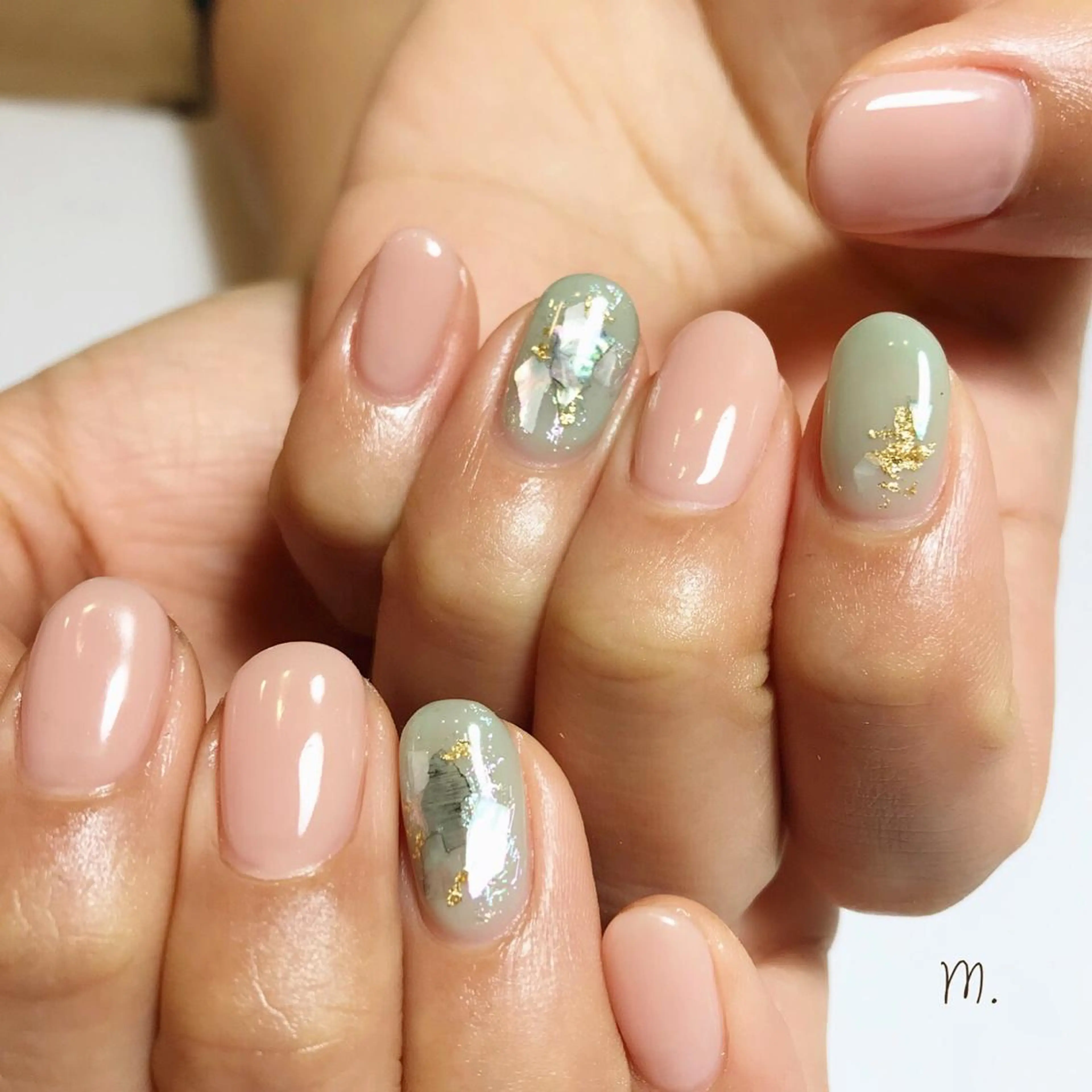 ネイル グリーン ハンドネイル Nakazawa Mayuのネイルデザイン