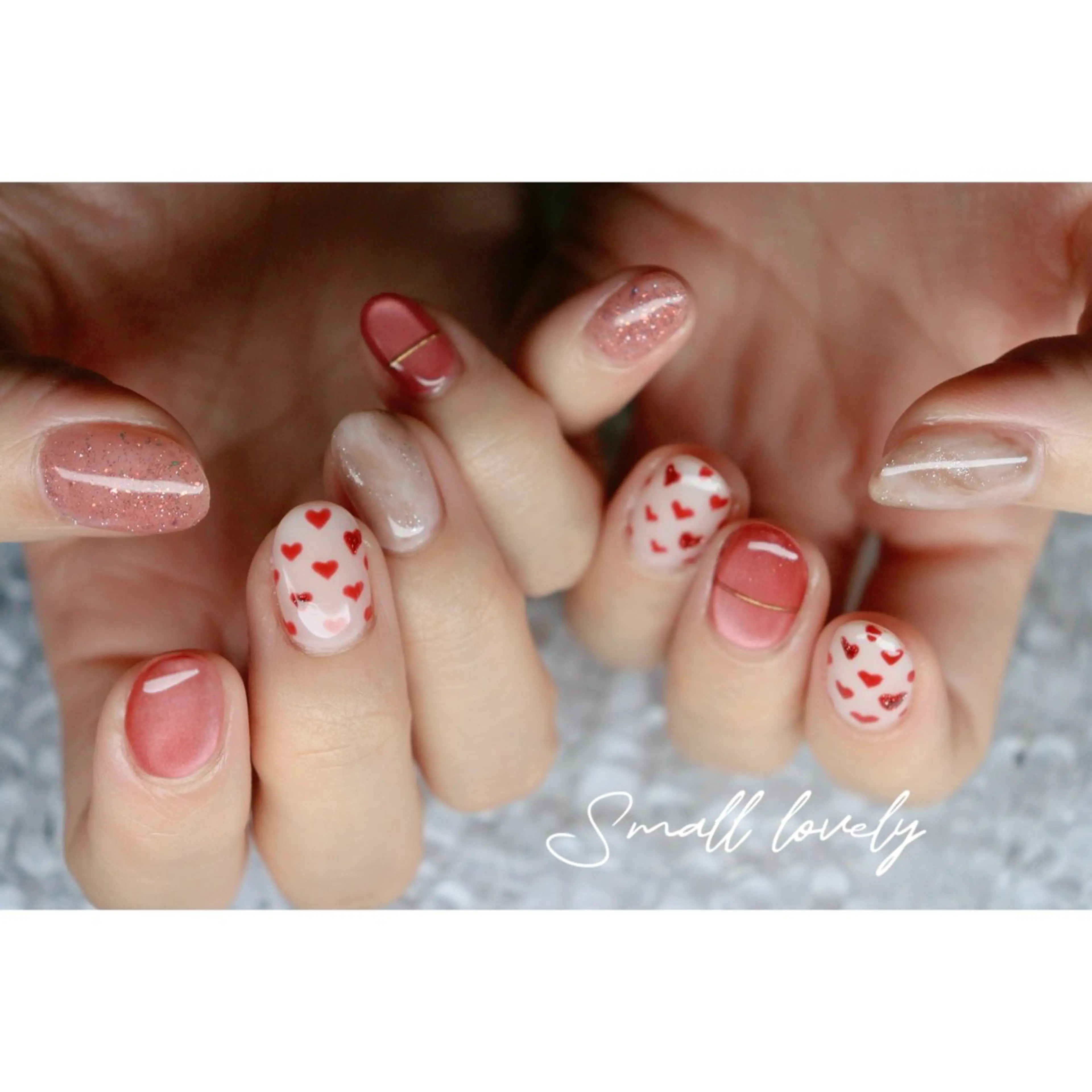 ネイル ハート ニュアンスネイル ハンドネイル mapple nailのネイルデザイン