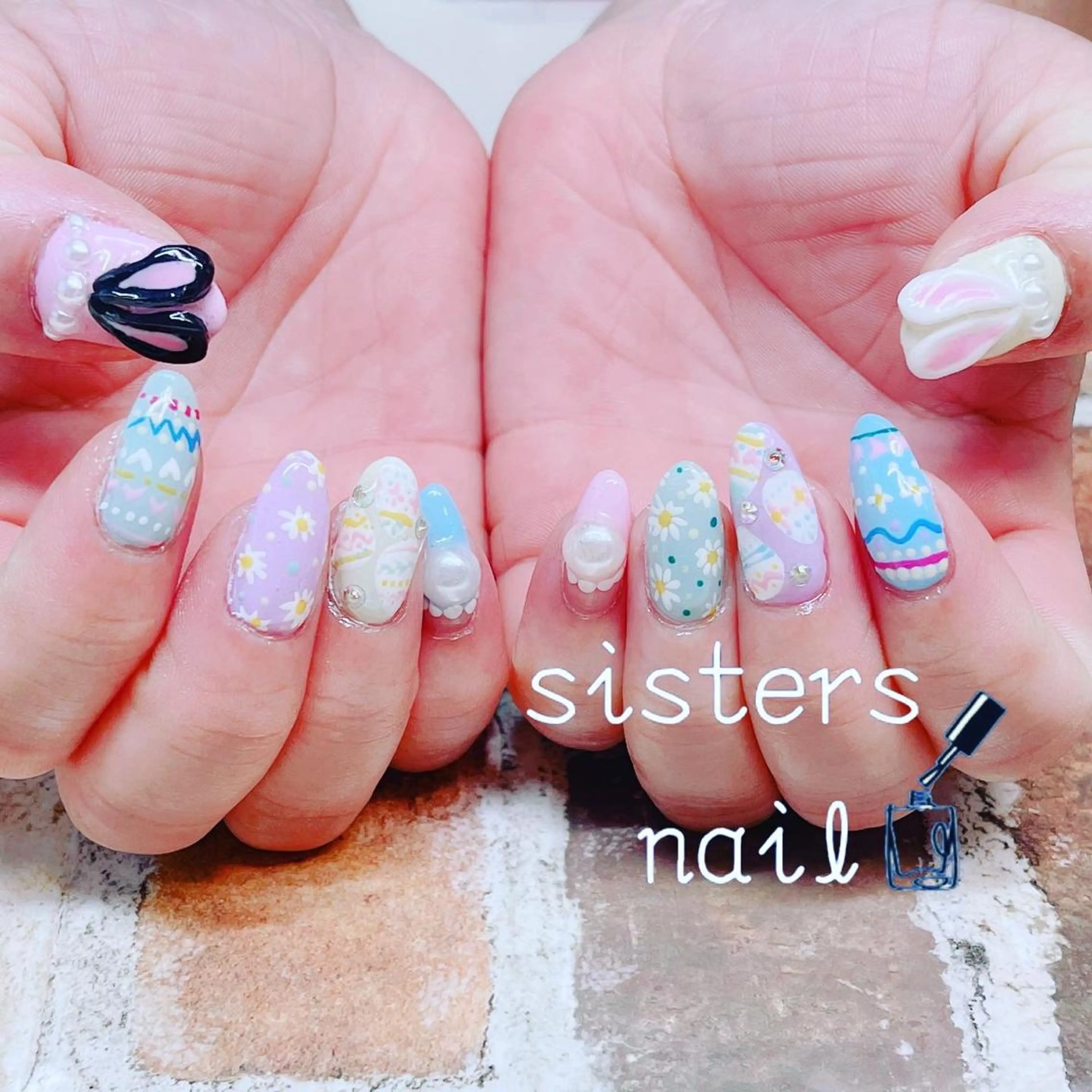 ネイル アートネイル イースター パステルネイル 春ネイル ハンドネイル ハンドケア sisters nail.fのネイルデザイン