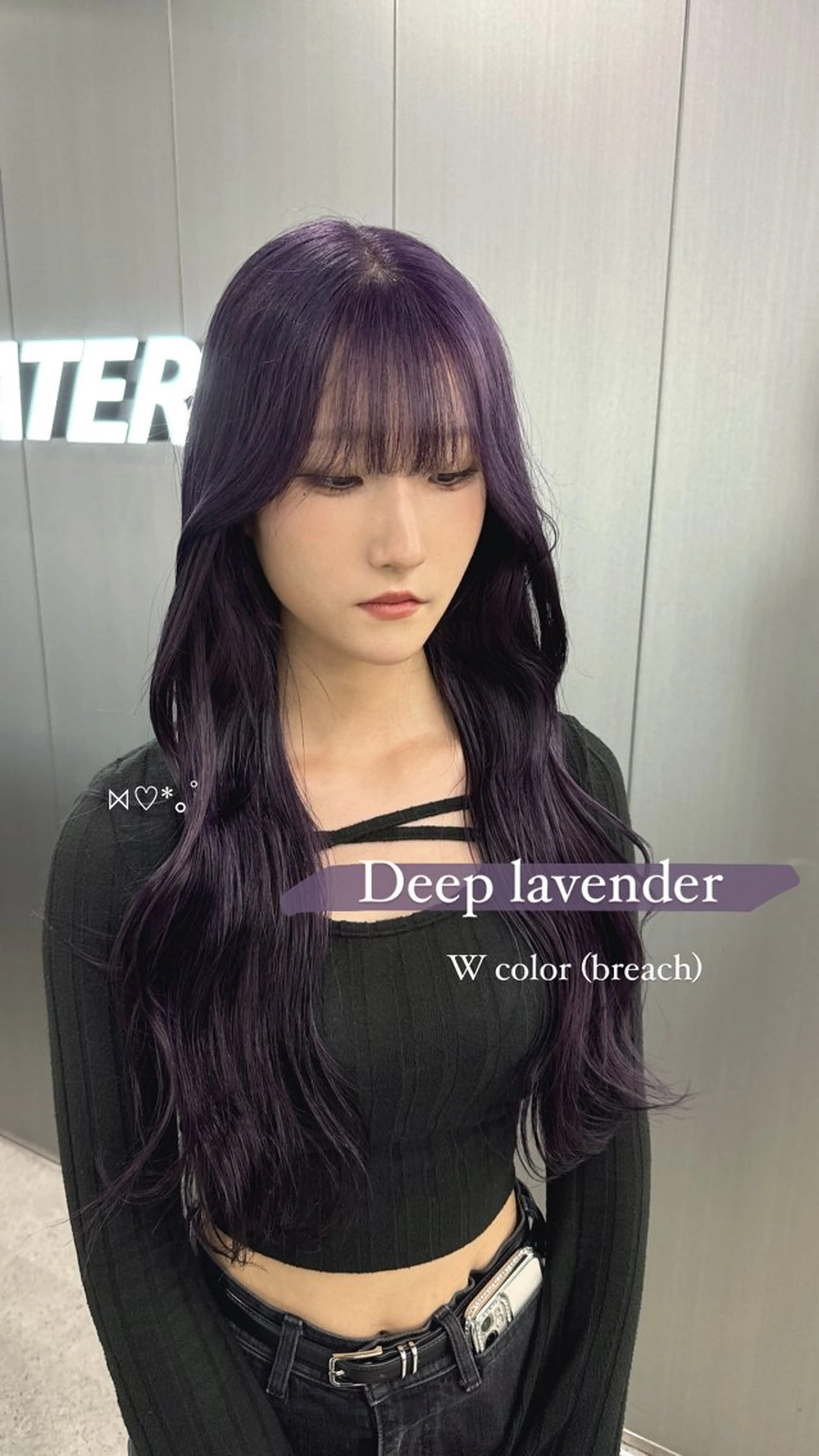 ロング カラー ヘアカラー 暗髪🩶ラベンダー/ ブルー/ユウナ🤍のヘアスタイル
