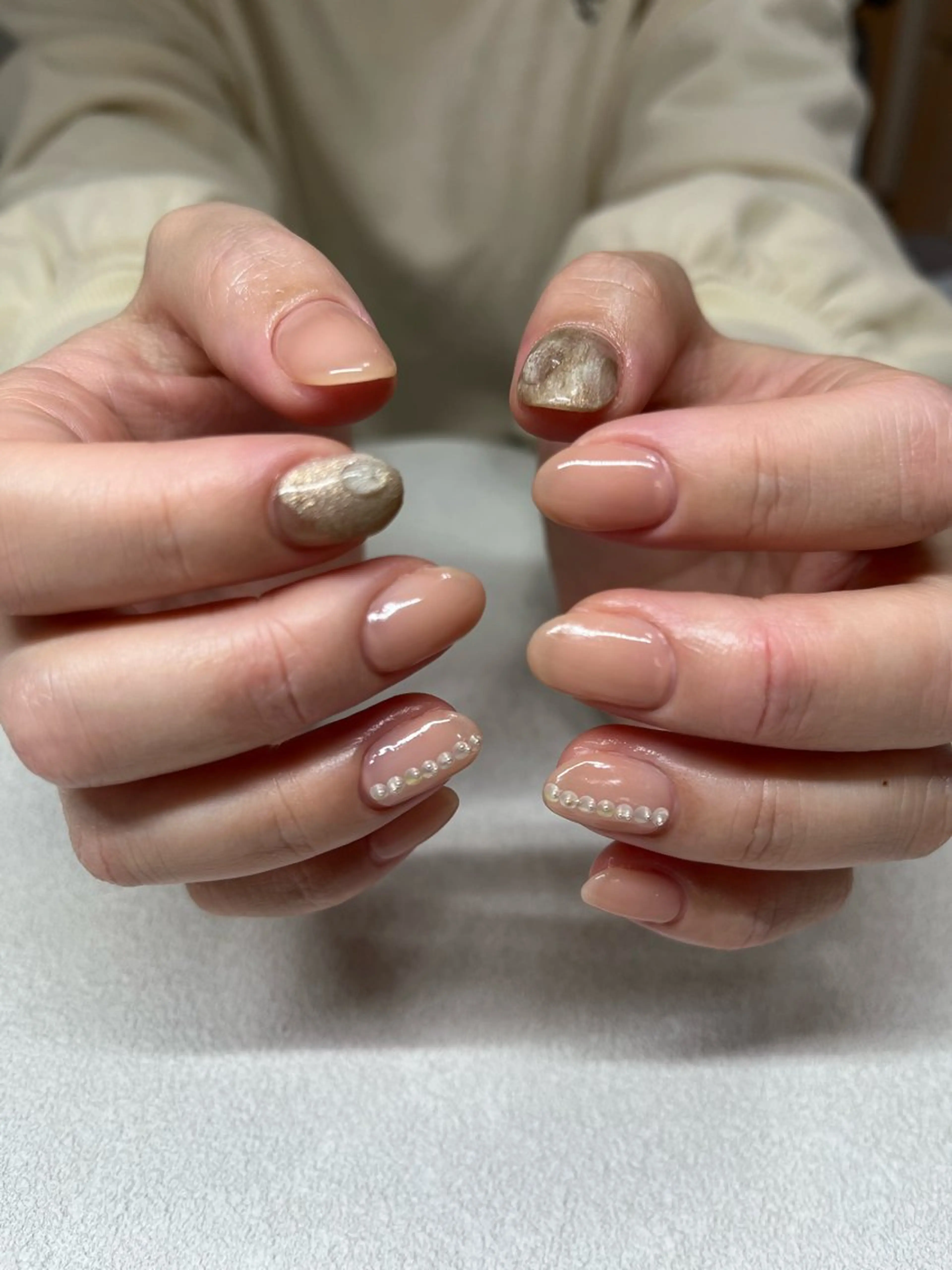 ネイル アートネイル ピンク ピンクベージュ 春ネイル HUU.所属・HUU. riko 二俣川のネイルデザイン