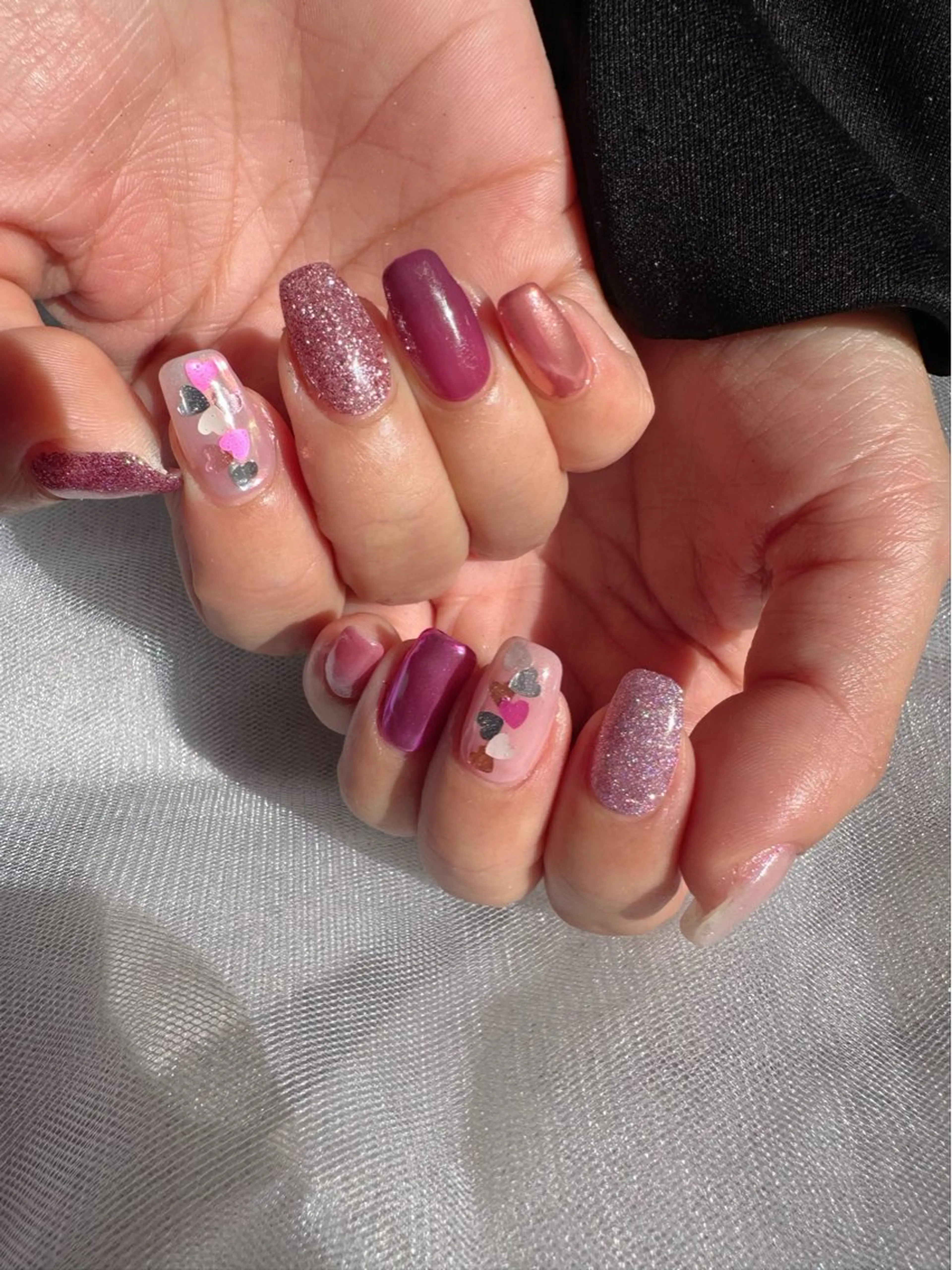 ネイル クリアネイル ハート 氷ネイル・うるうるネイル 韓国ネイル マグネットネイル 🪞KAPE NAIL 🪞のネイルデザイン