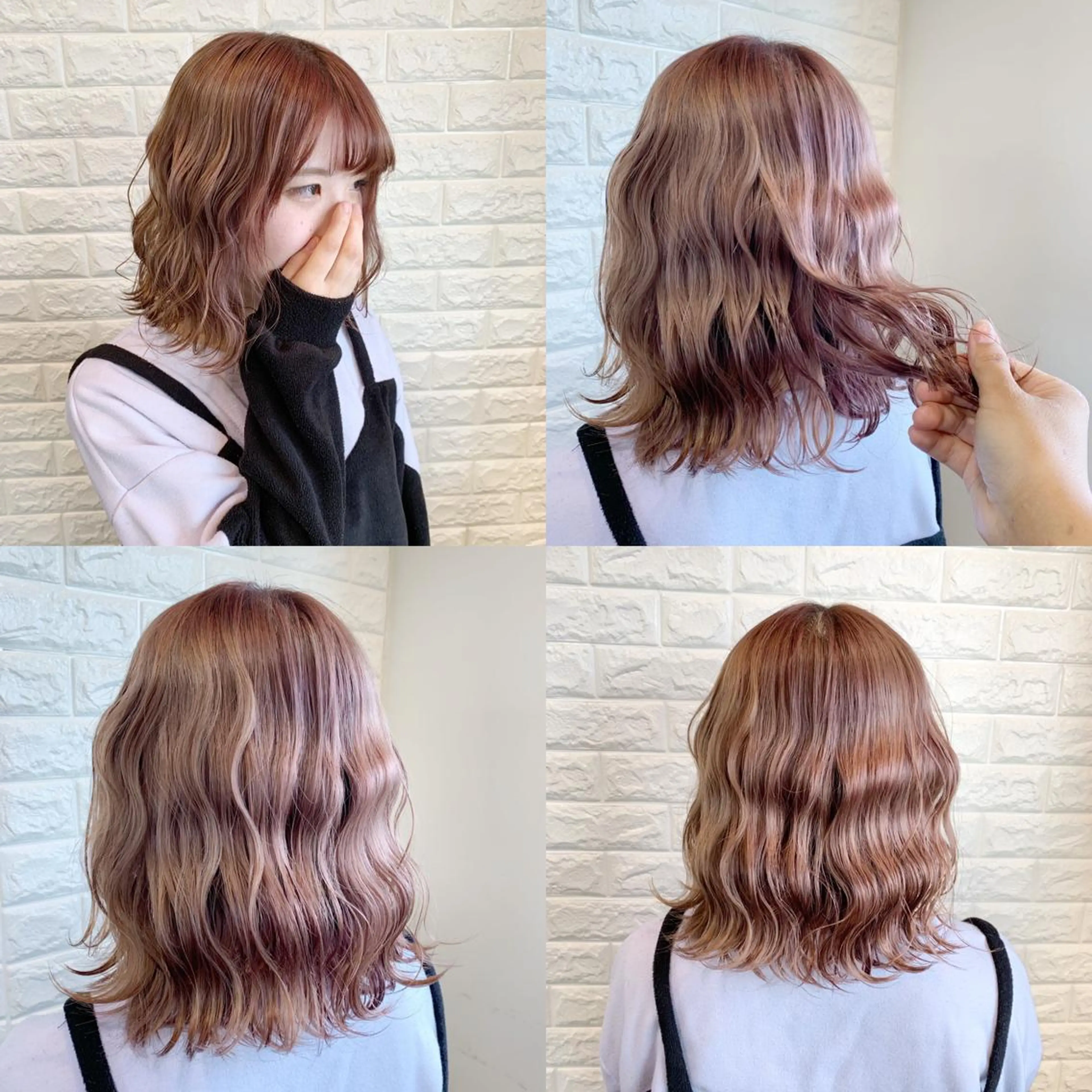 セミロング カラー ヘアアレンジ ピンクカラー イエローカラー ヘアカラー 🌿‬ ܸAir 透明感🌱西村知佳のヘアスタイル