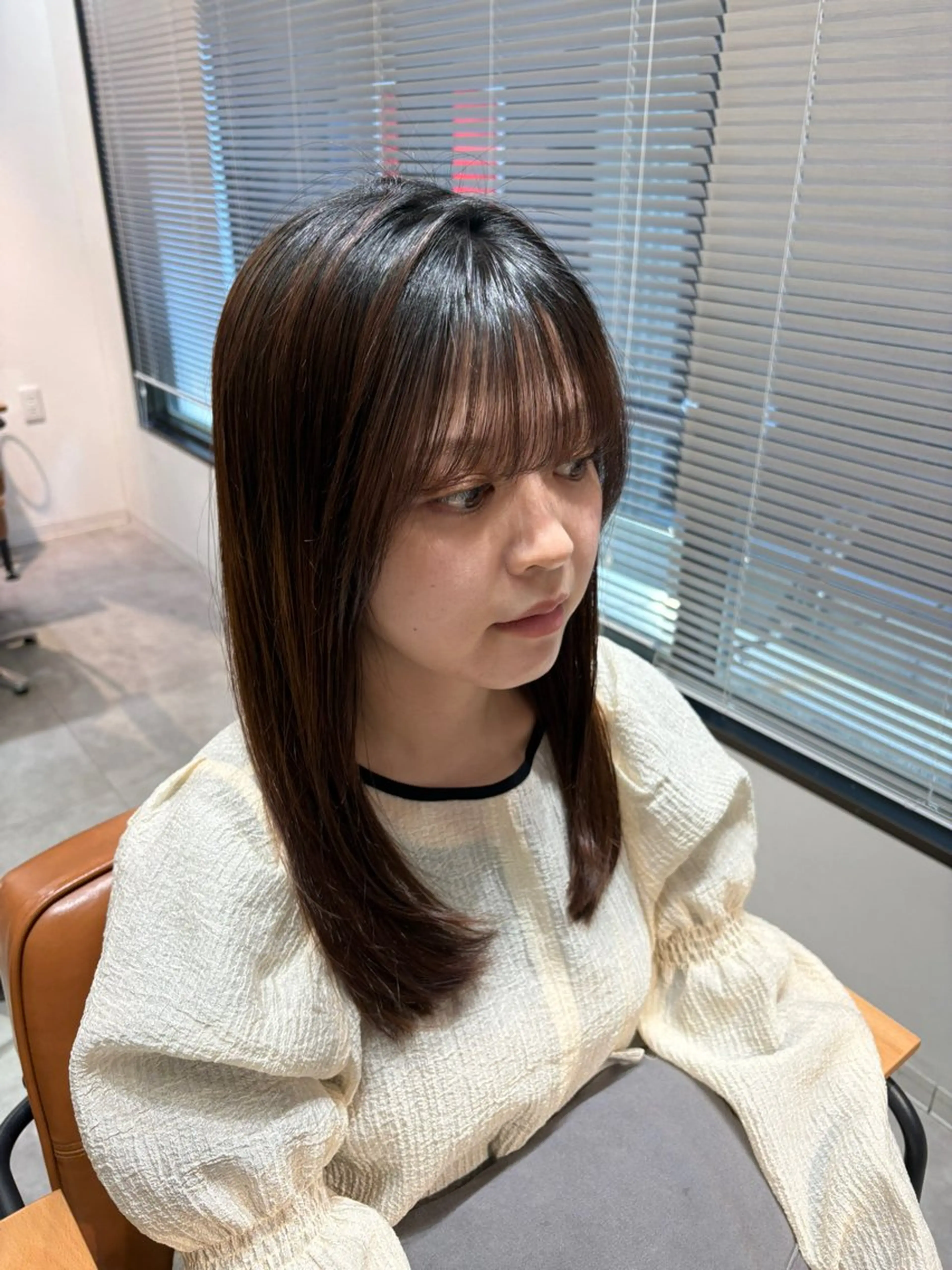 セミロング セミロングパーマ カット 縮毛矯正 こうき/前髪割れ癖 改善/カット/カラーのヘアスタイル