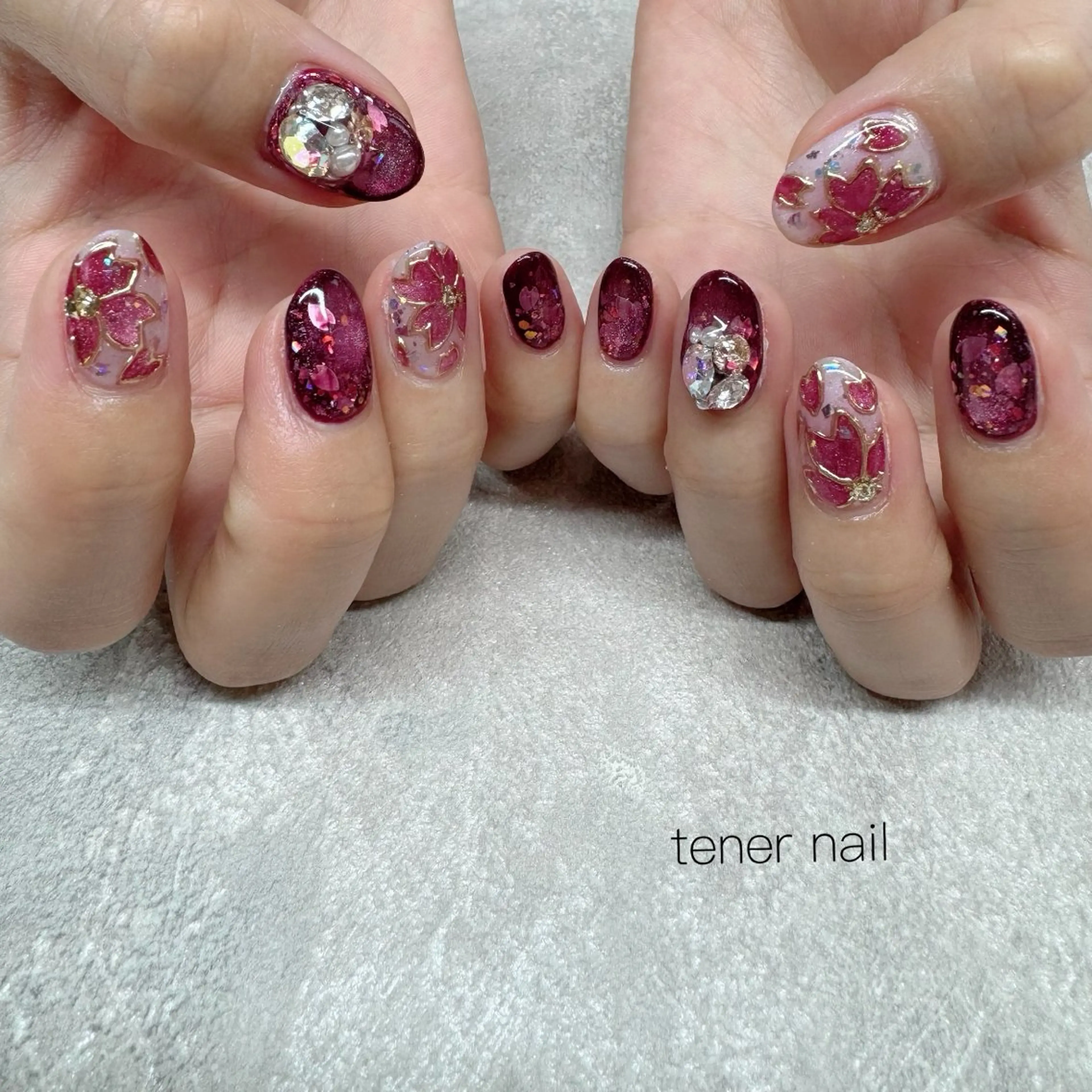 ネイル 桜ネイル マグネットネイル ハンドネイル tener  nail  テネルネイル所属・テネルネイル tener nailのネイルデザイン
