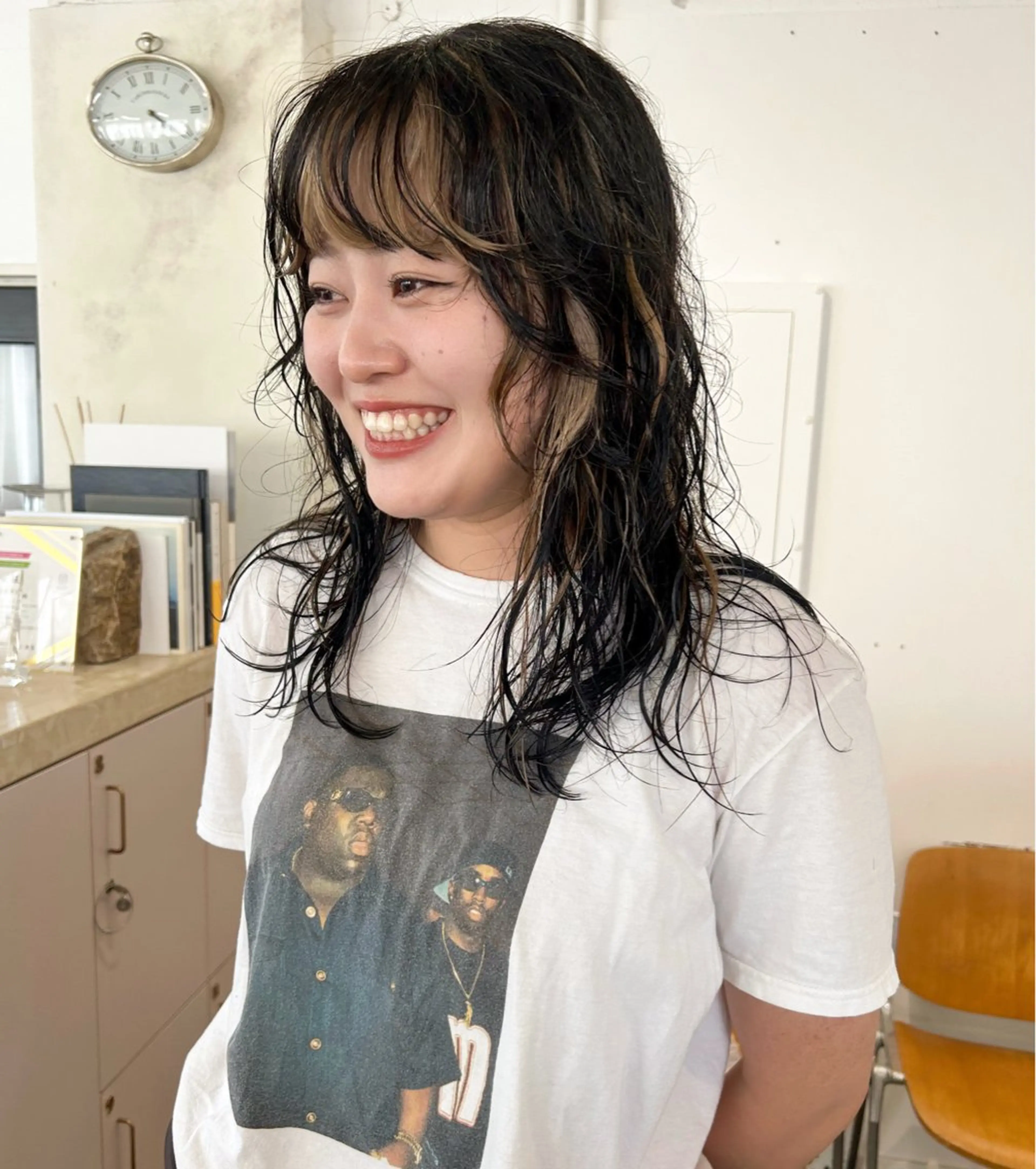 セミロング カラー カット ヘアカラー 原 瑞希のヘアスタイル