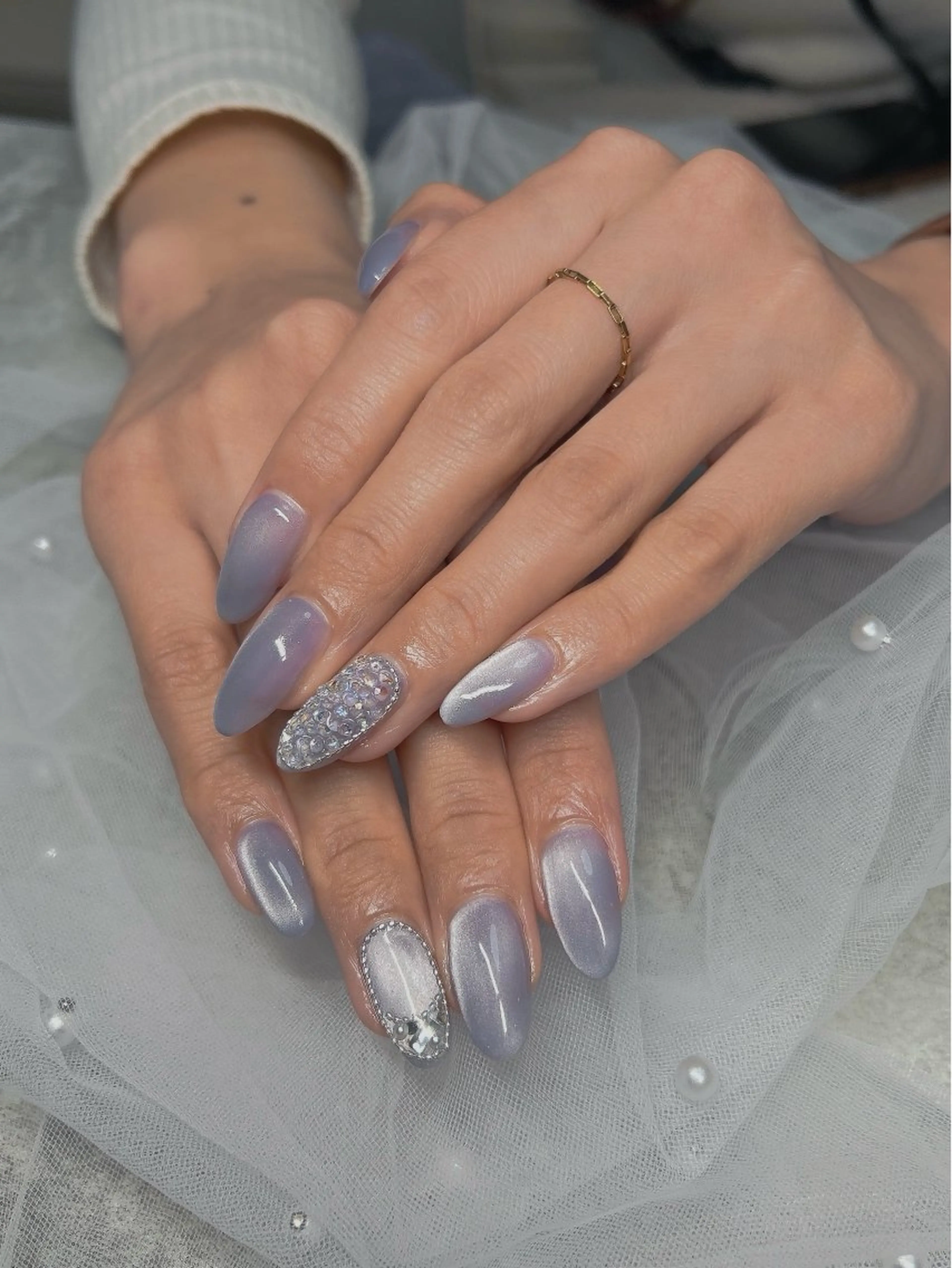 ネイル アートネイル フレンチネイル キラキラネイル マグネットネイル ten nail salon　かえでのネイルデザイン