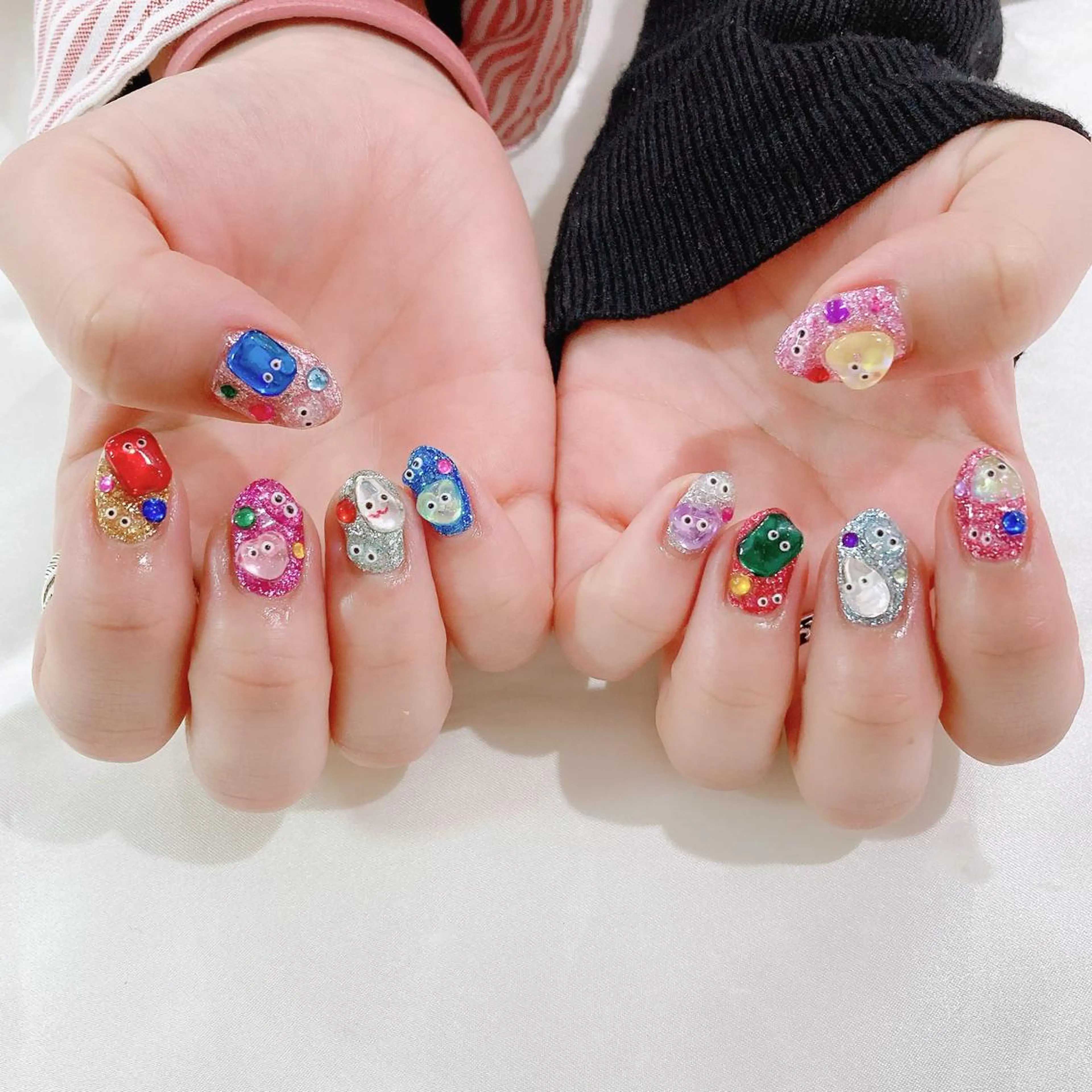ネイル チークネイル 入学式 ジェルネイル ハート キラキラネイル ハンドネイル Nail Kのネイルデザイン