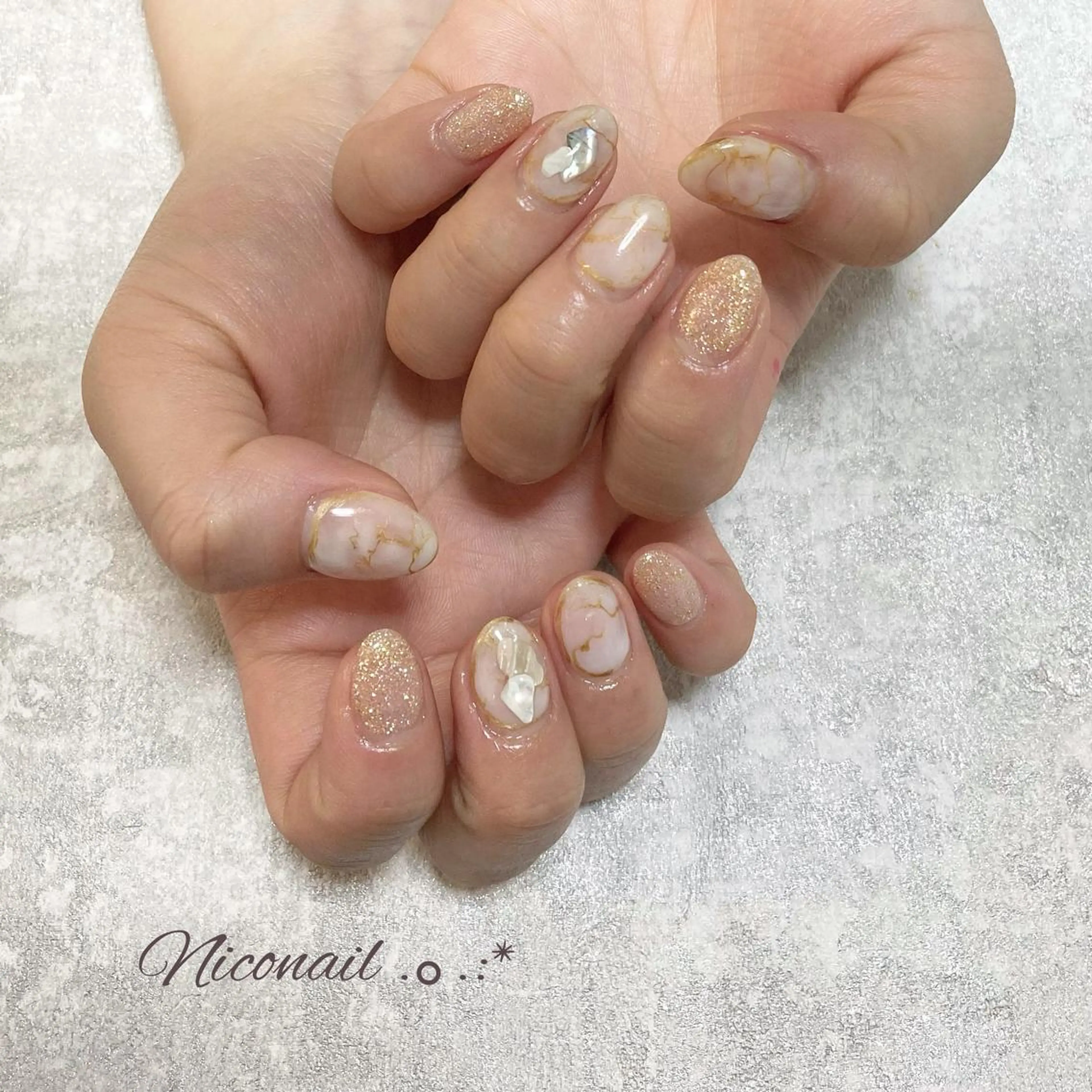 ショート ネイル 大理石ネイル(マーブル) Niconail ☆ 仙川/ Aiのネイルデザイン