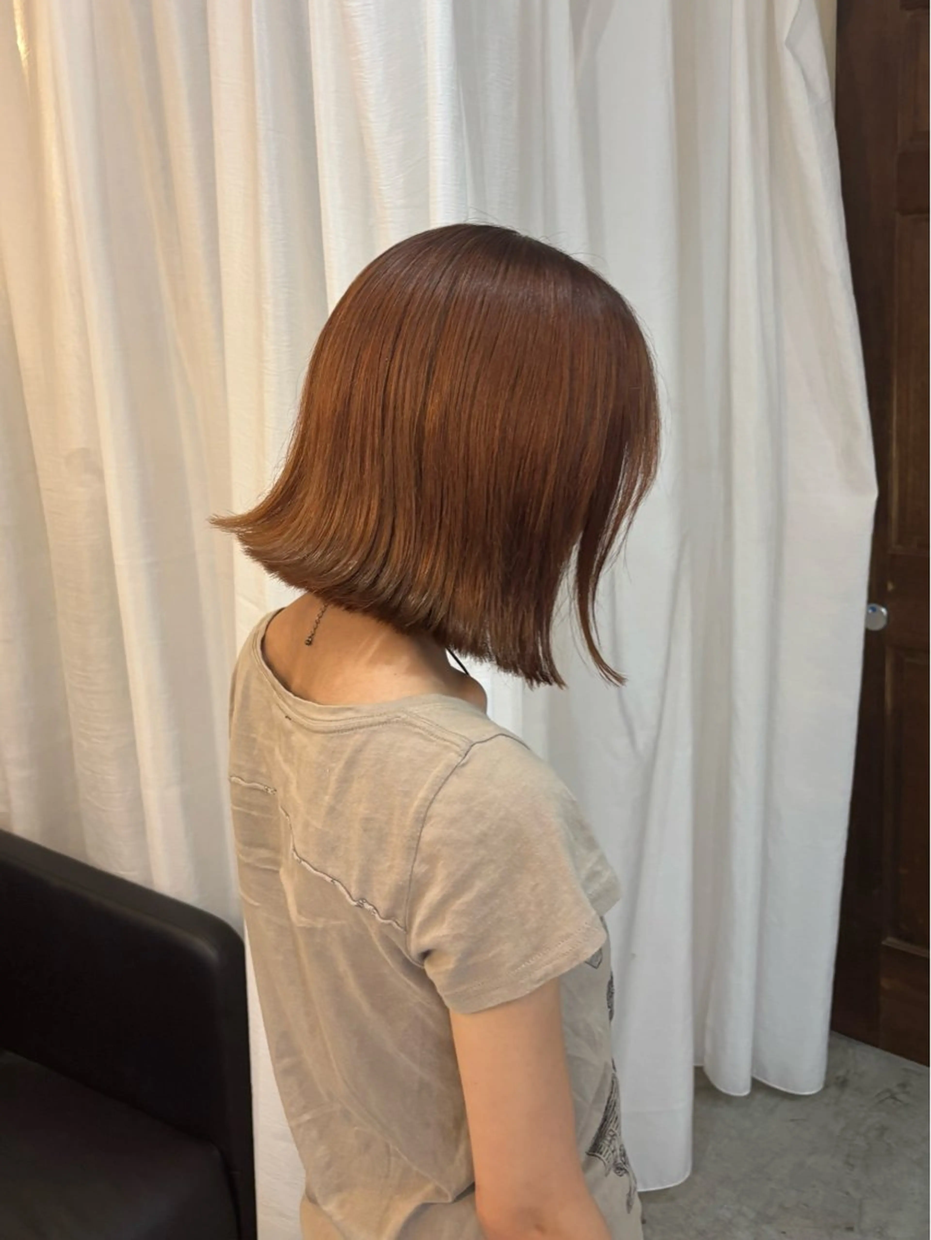 ミディアム オレンジブラウン ボブ 外ハネヘア カット ヘアカラー ボブ/可愛いスタイル ⠀夢 空 🌼✨のヘアスタイル