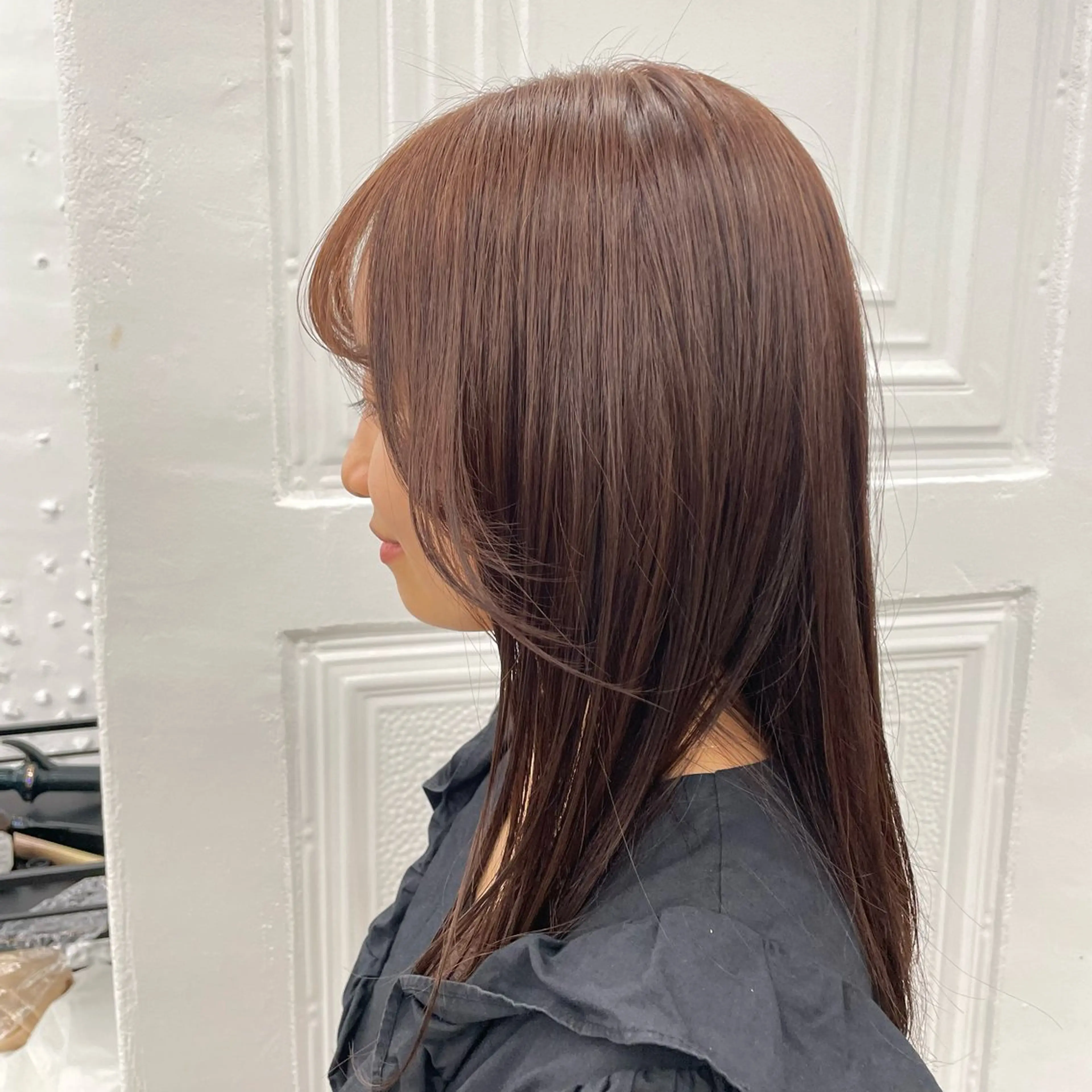 ロング カラー ブラウンカラー オレンジ オレンジブラウン ヘアカラー 🍑暖色／レイヤー／ 真希🎀のヘアスタイル