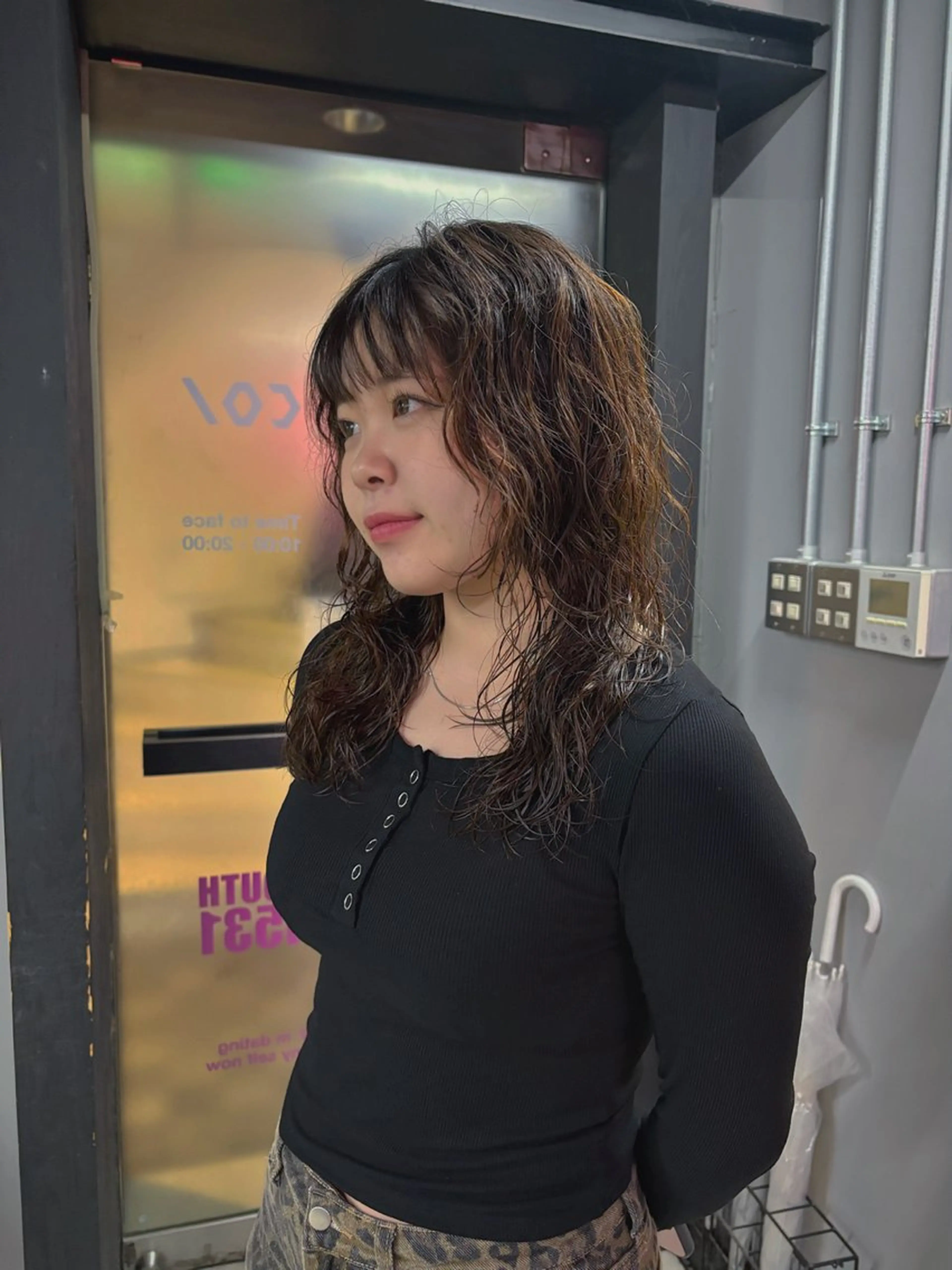 セミロング パーマ セミロングパーマ パーマ 札幌パーマ レイヤー/後藤海音のヘアスタイル