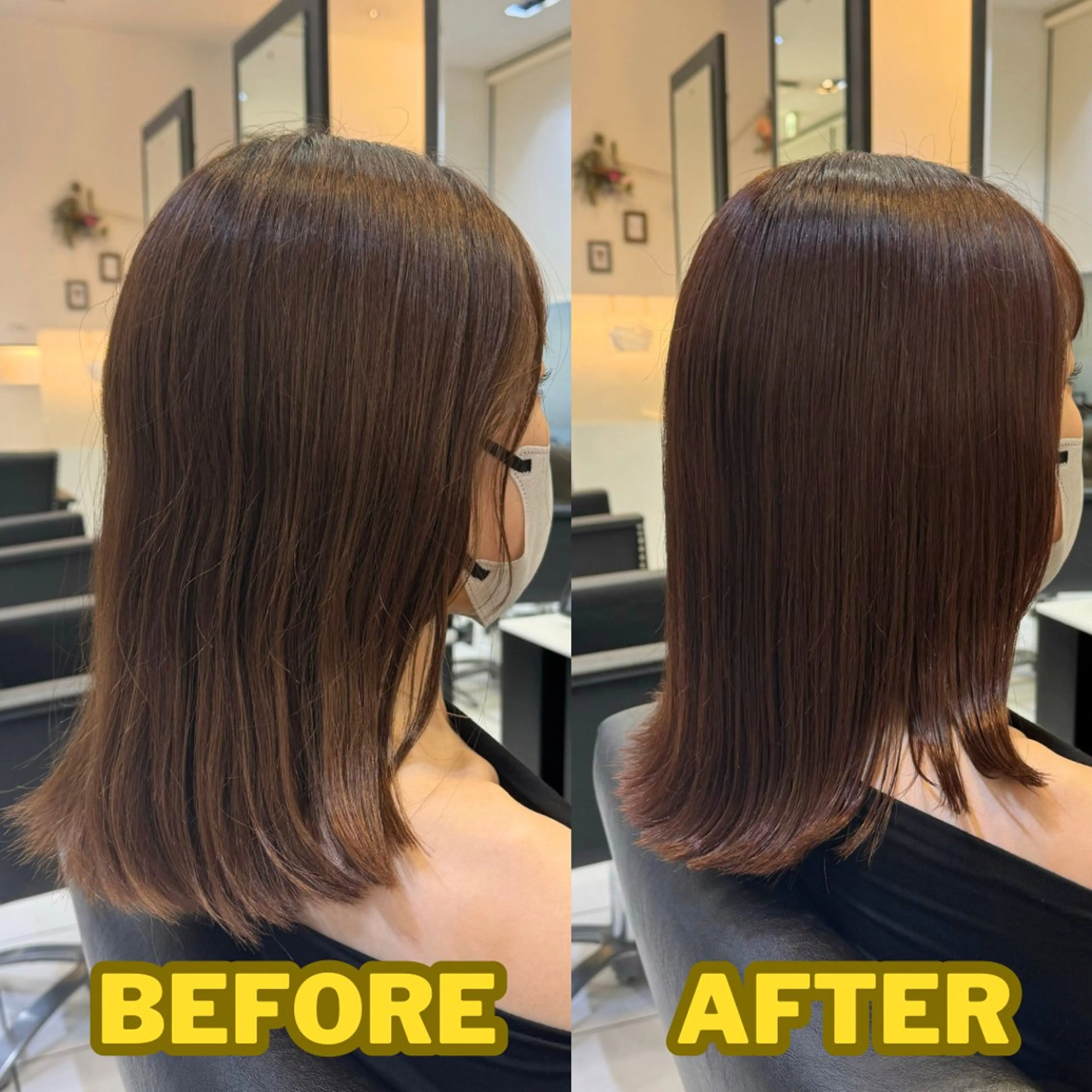 ミディアム カット ヘアカラー トリートメント YASU🍎ボブ/ 赤系カラー/髪質改善のヘアスタイル