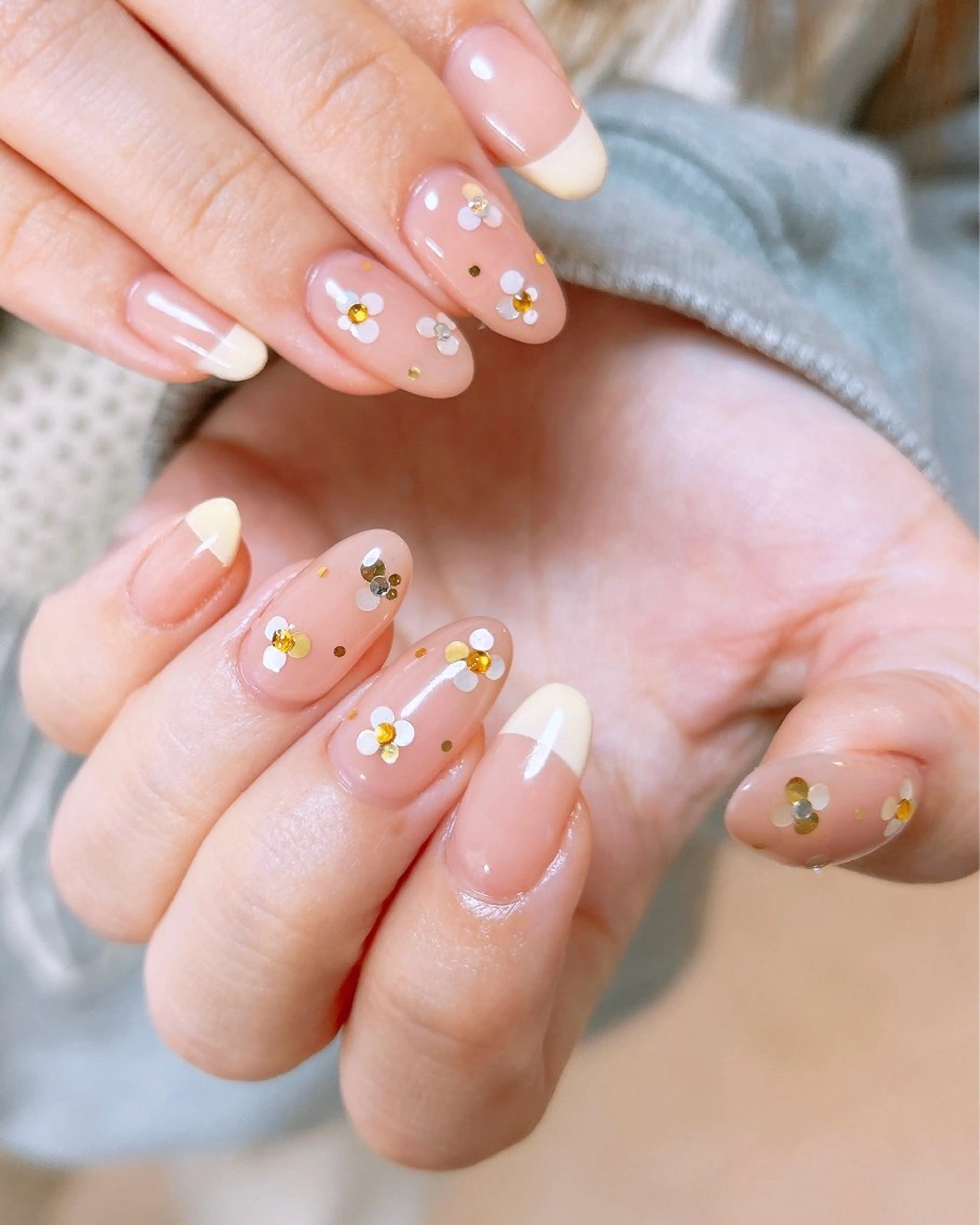 ネイル フレンチネイル ホログラムネイル ハンドネイル ten nail salon　かえでのネイルデザイン