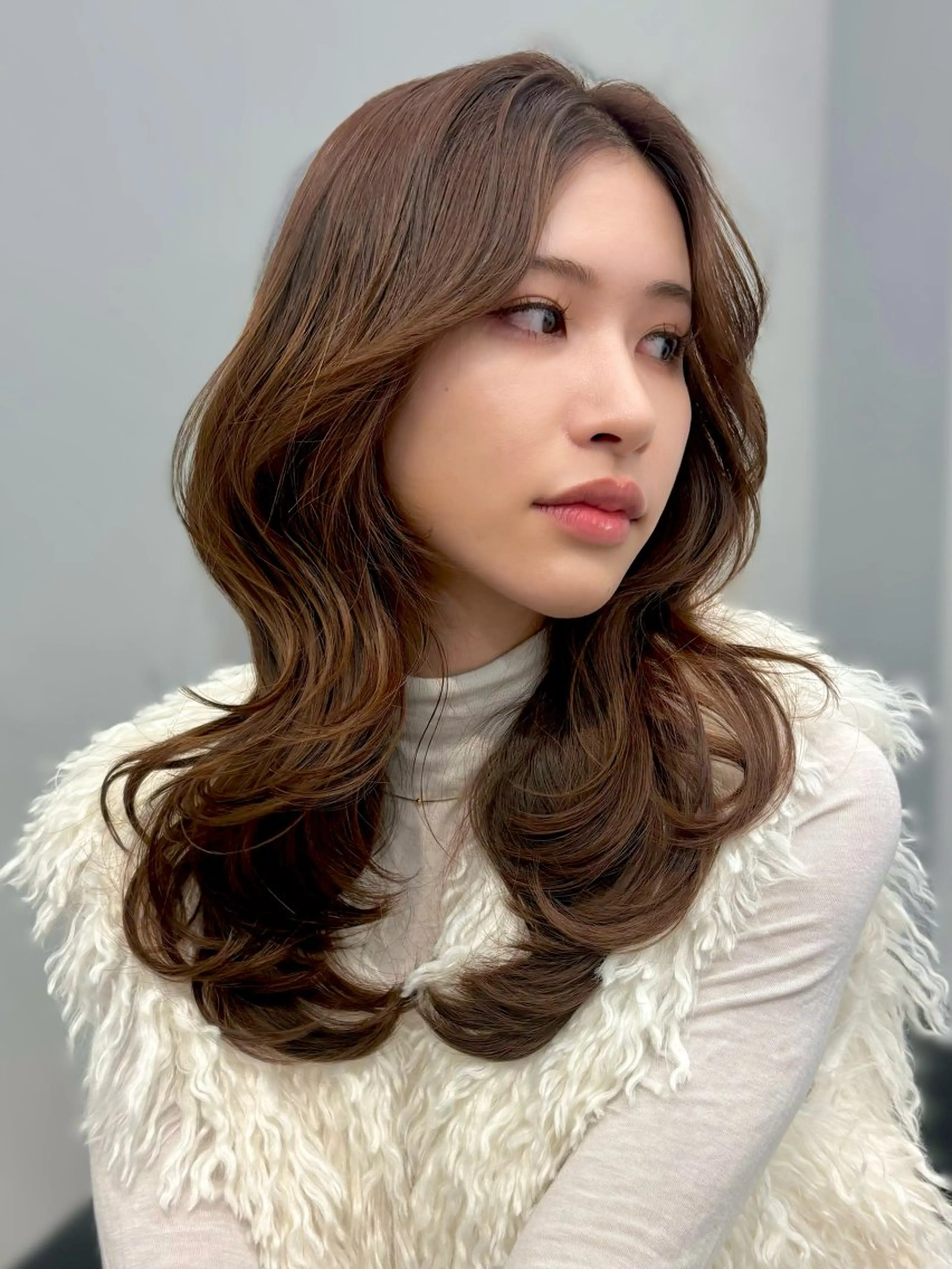 セミロング 韓国風ヘア レイヤーカット 似合わせカット カット ヘアカラー 縮毛矯正/ストレート 艶髪/yukinoのヘアスタイル
