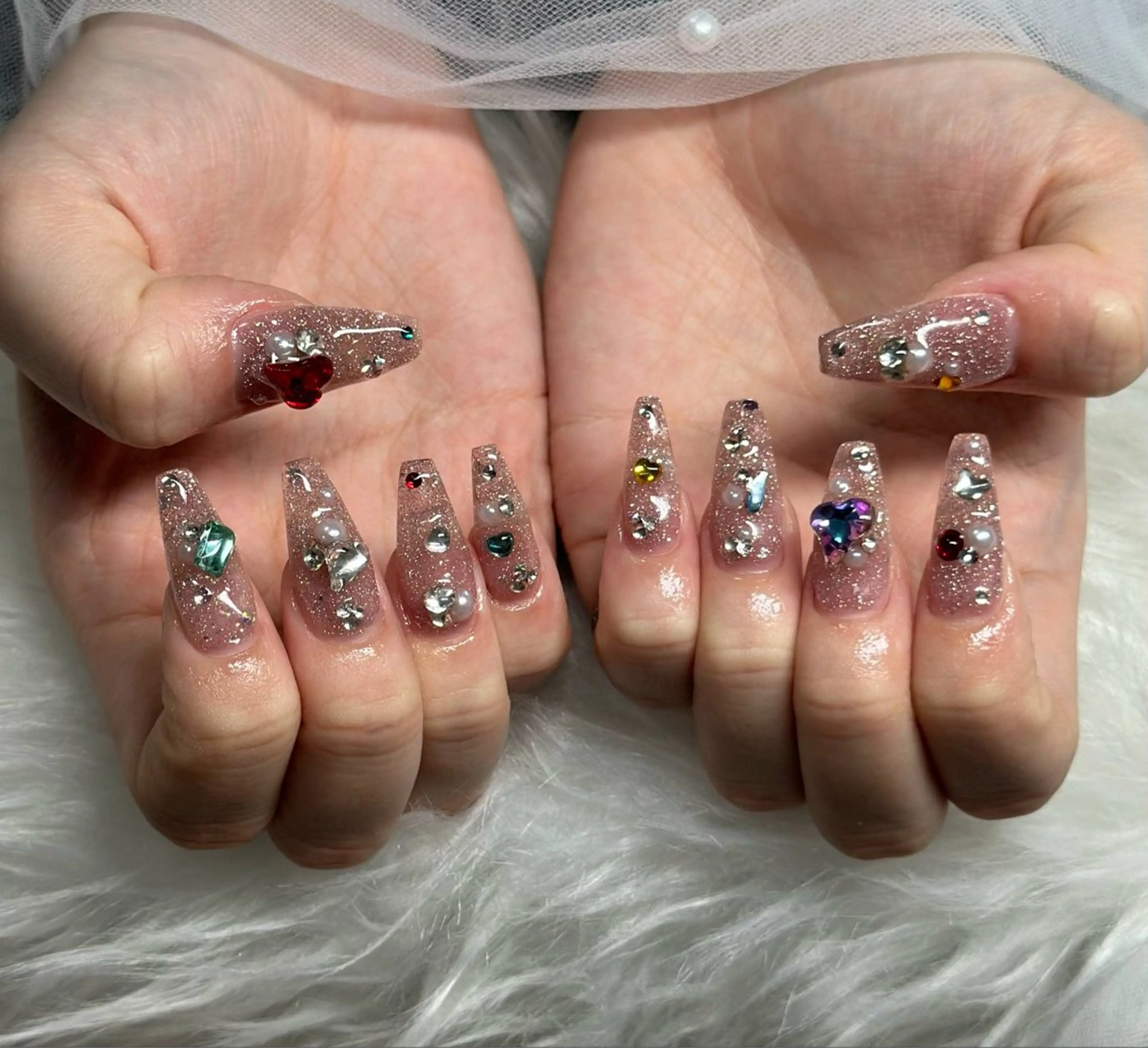 ネイル フレンチネイル ジェルネイル ガラスフレンチ ハロウィン ハート ハンドネイル H.baby Nail Salonのネイルデザイン