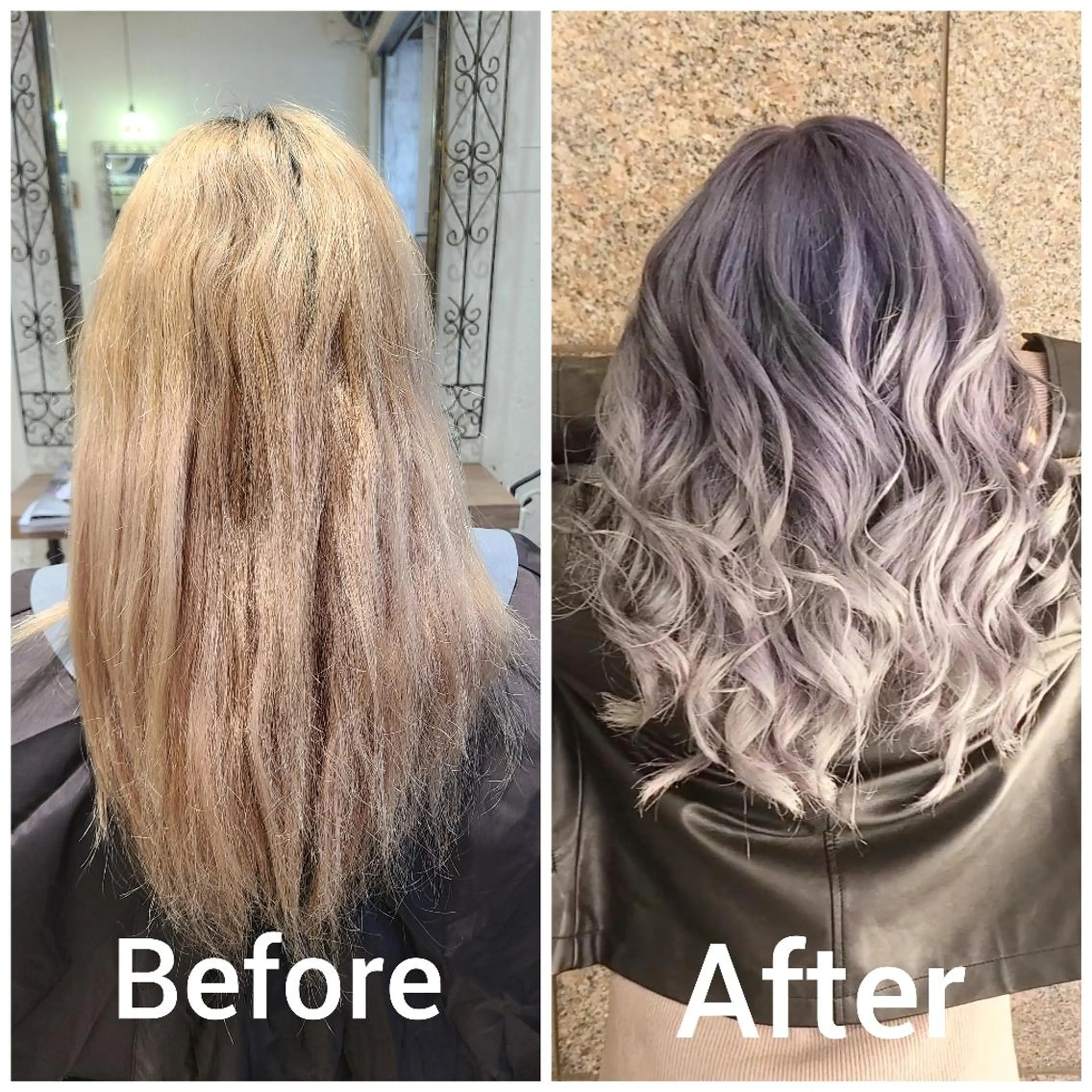 ロング カラー アッシュ アッシュグレー バレイヤージュ ベージュカラー ブリーチ ヘアカラー cherie所属・大内 格のヘアスタイル
