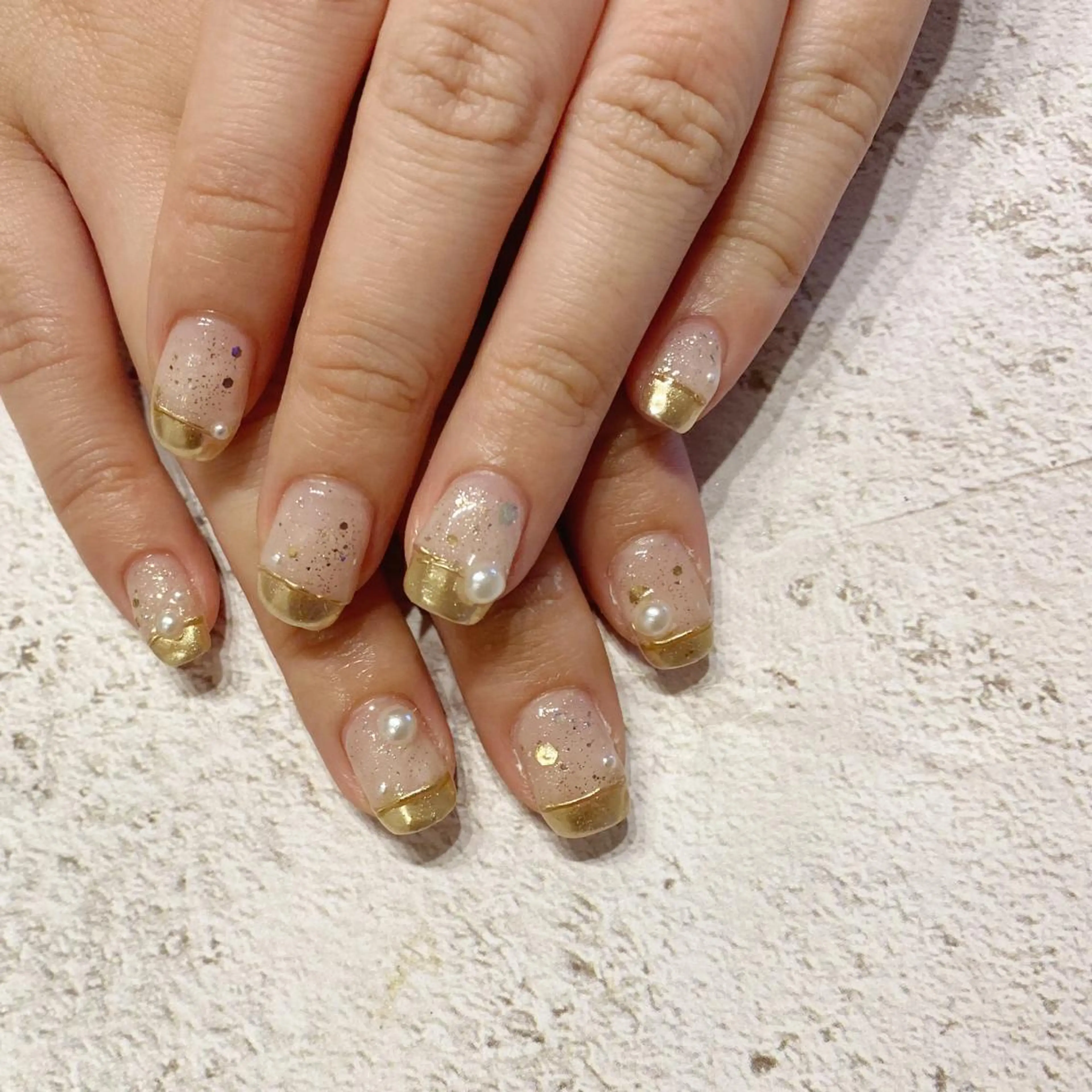 ネイル フレンチネイル 韓国ネイル ミラーネイル スクエアネイル ワンホンネイル ハンドネイル mermooi nailのネイルデザイン