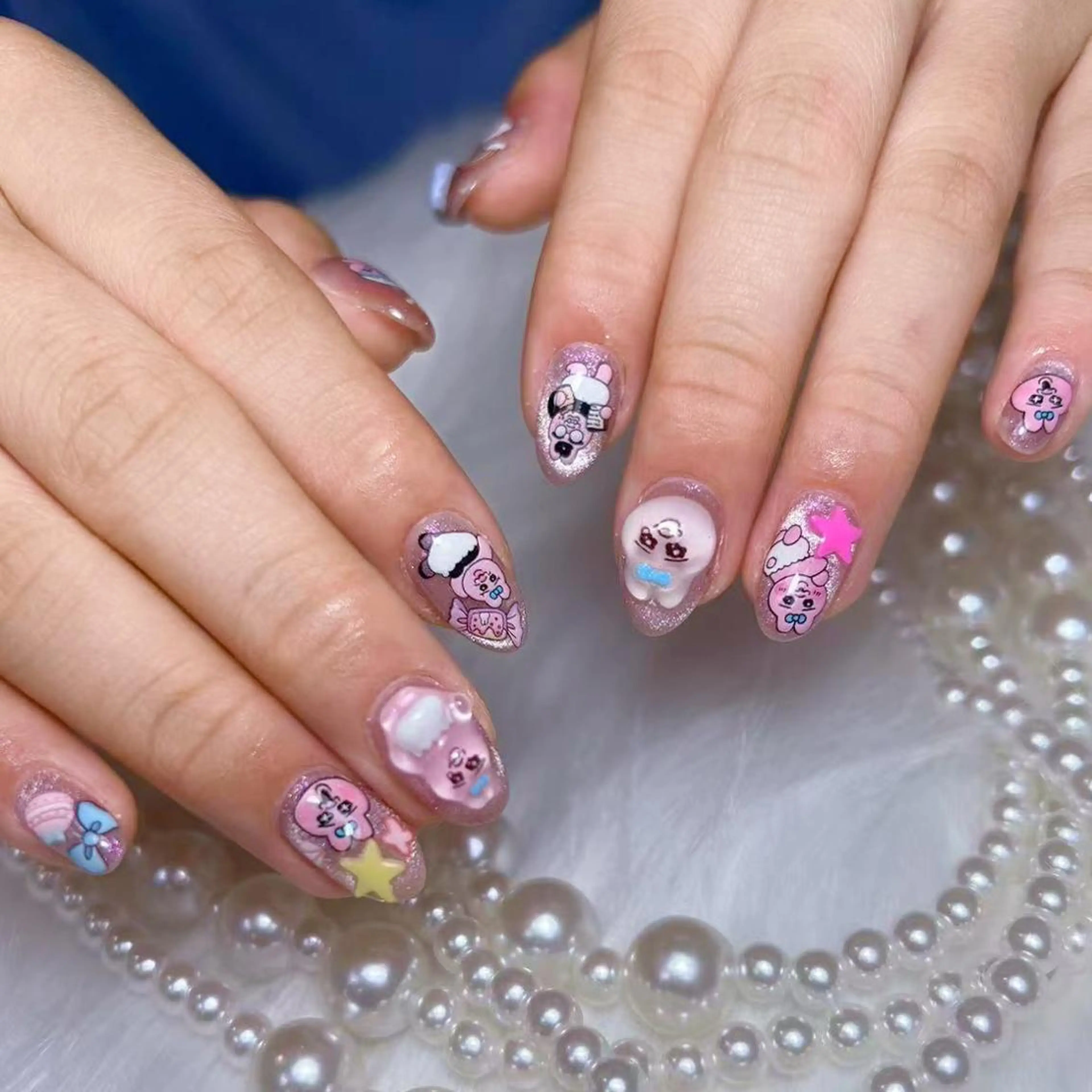 ネイル アートネイル オーロラネイル ガーリー キラキラネイル 韓国ネイル Nail Monsterのネイルデザイン