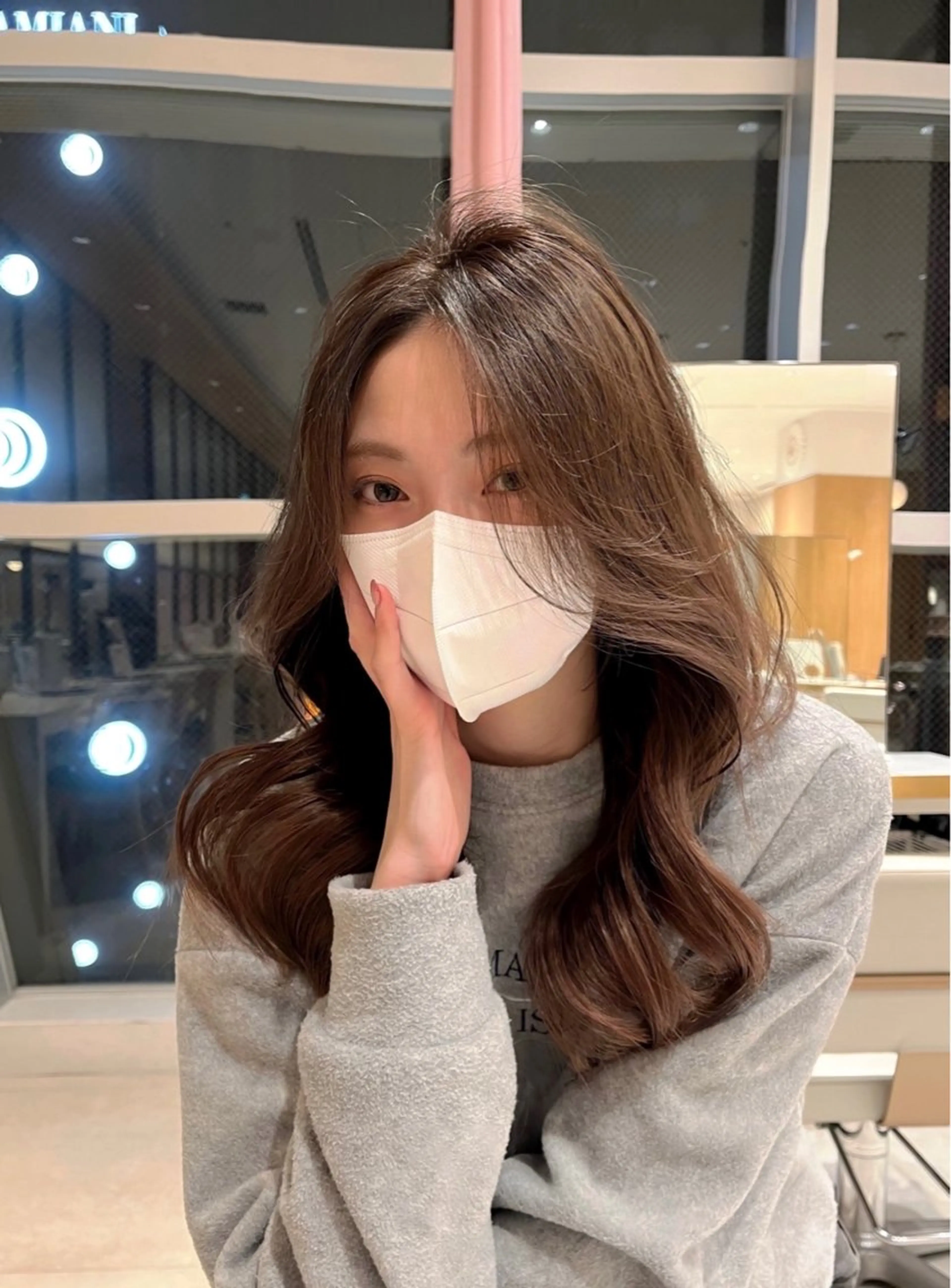 ロング 顔周りカット 韓国風ヘア カット 透明感カラー/似合わ せ前髪/柴田礼空のヘアスタイル