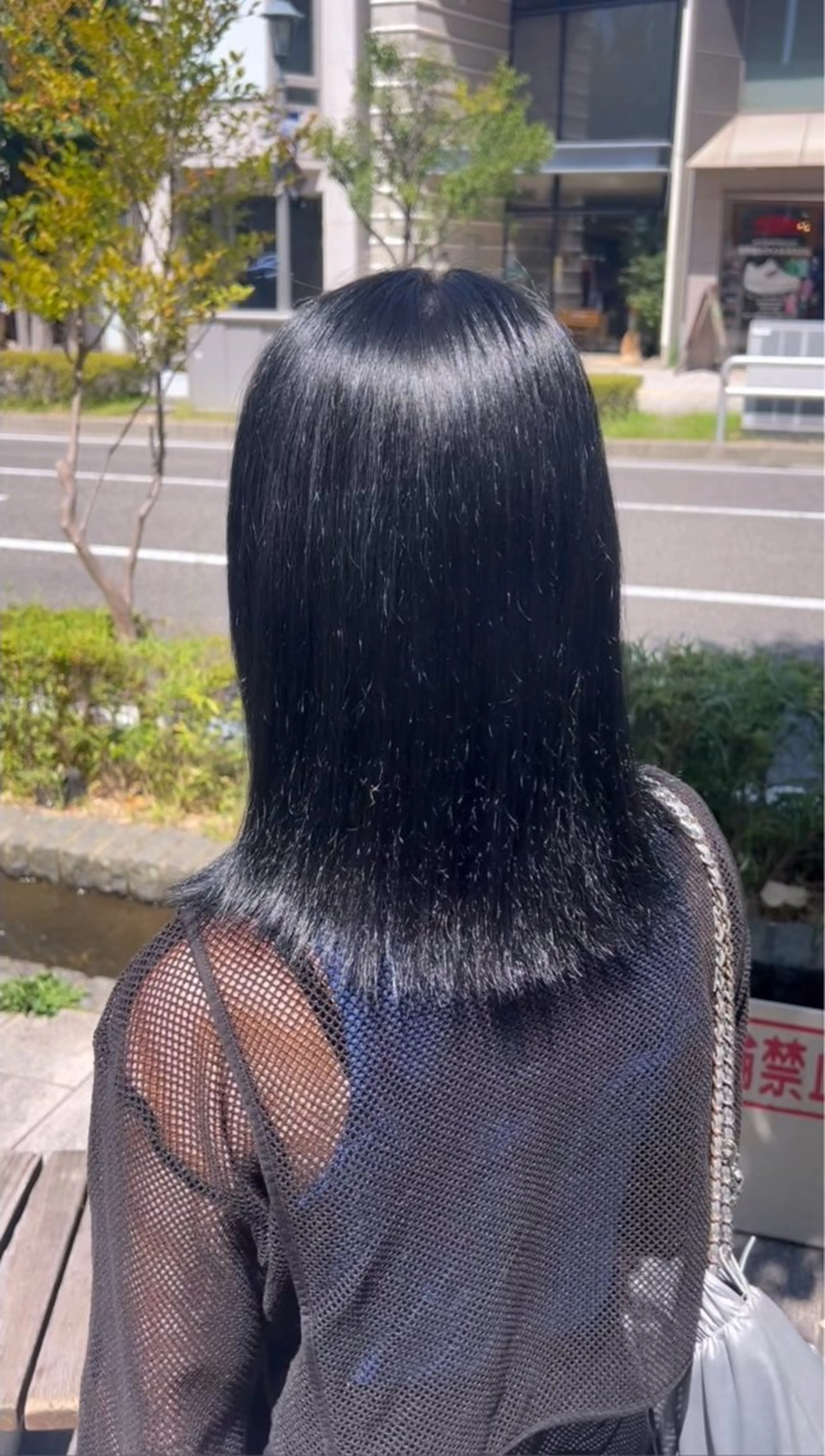 ミディアム カラー 黒髪 ブルーカラー ブルーブラック 紅葉/似合わせカット カラー特化💖のヘアスタイル