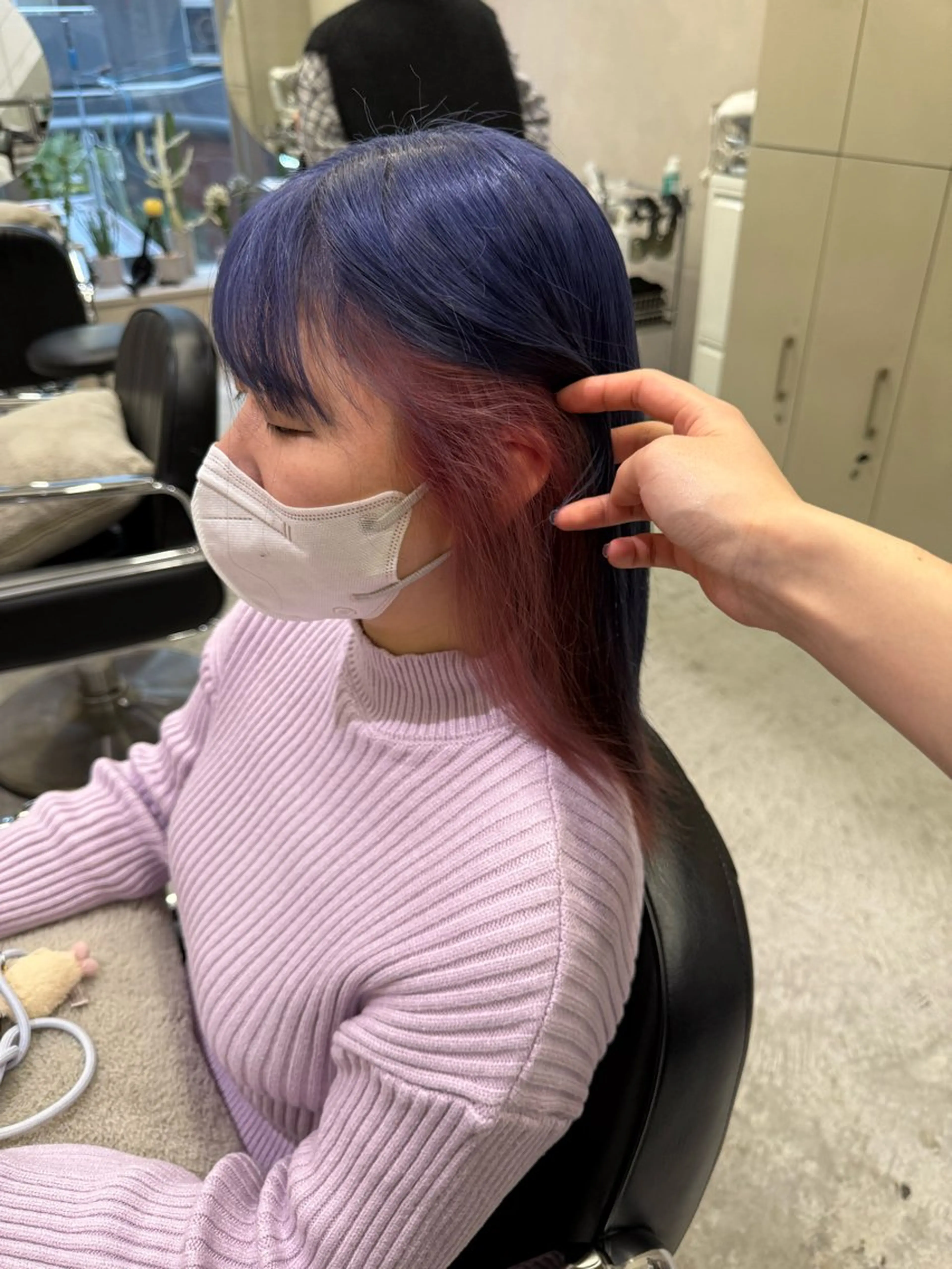 セミロング カラー ブルーカラー デザインカラー ピンクカラー 佐川 雪月のヘアスタイル